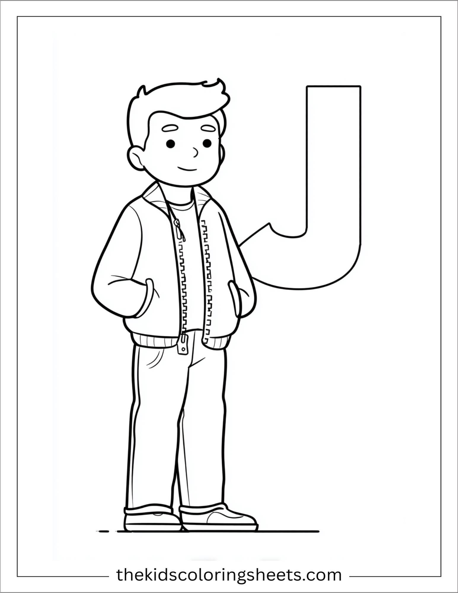 alphabet J jacket zipper coloring page