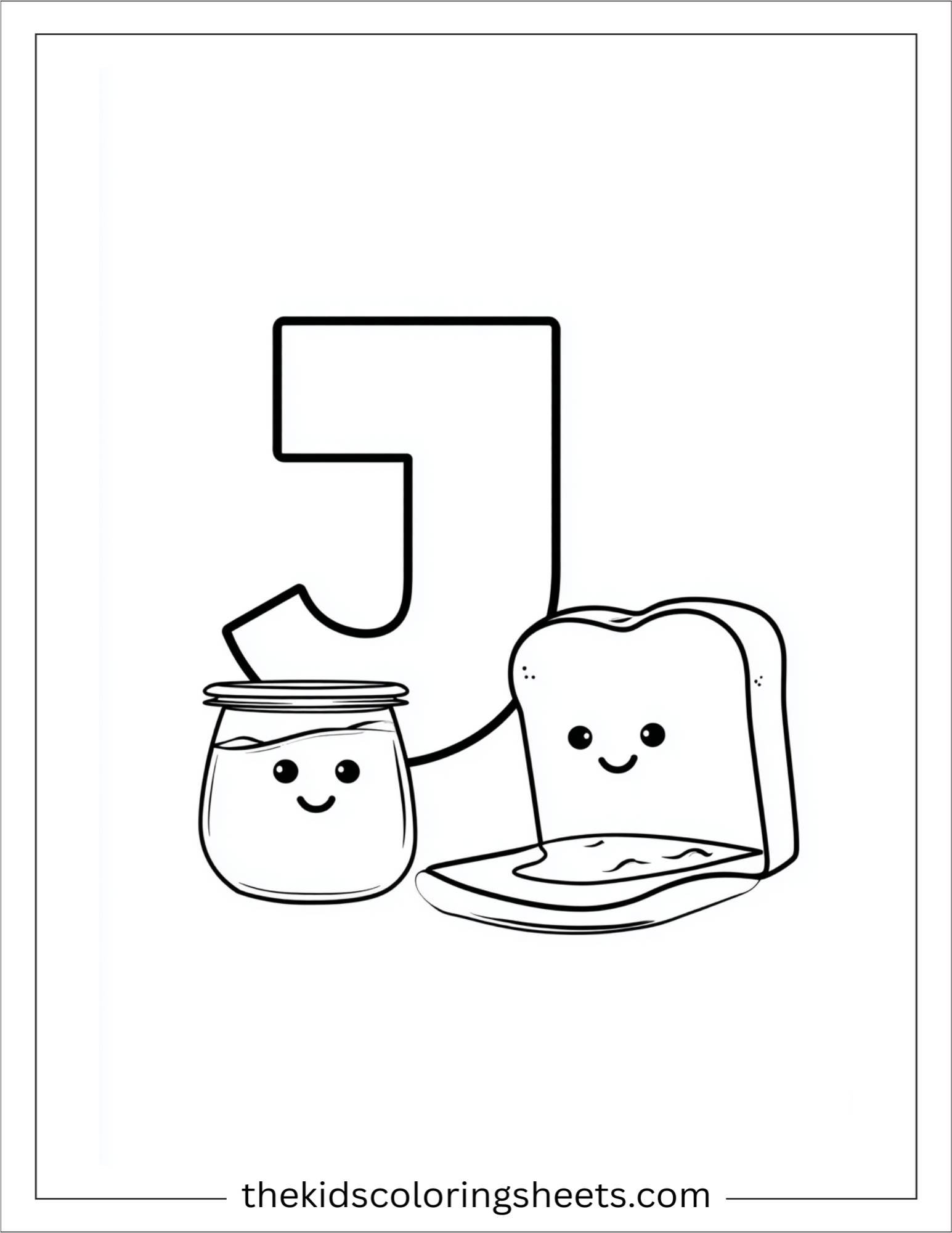 alphabet J jam bread coloring page