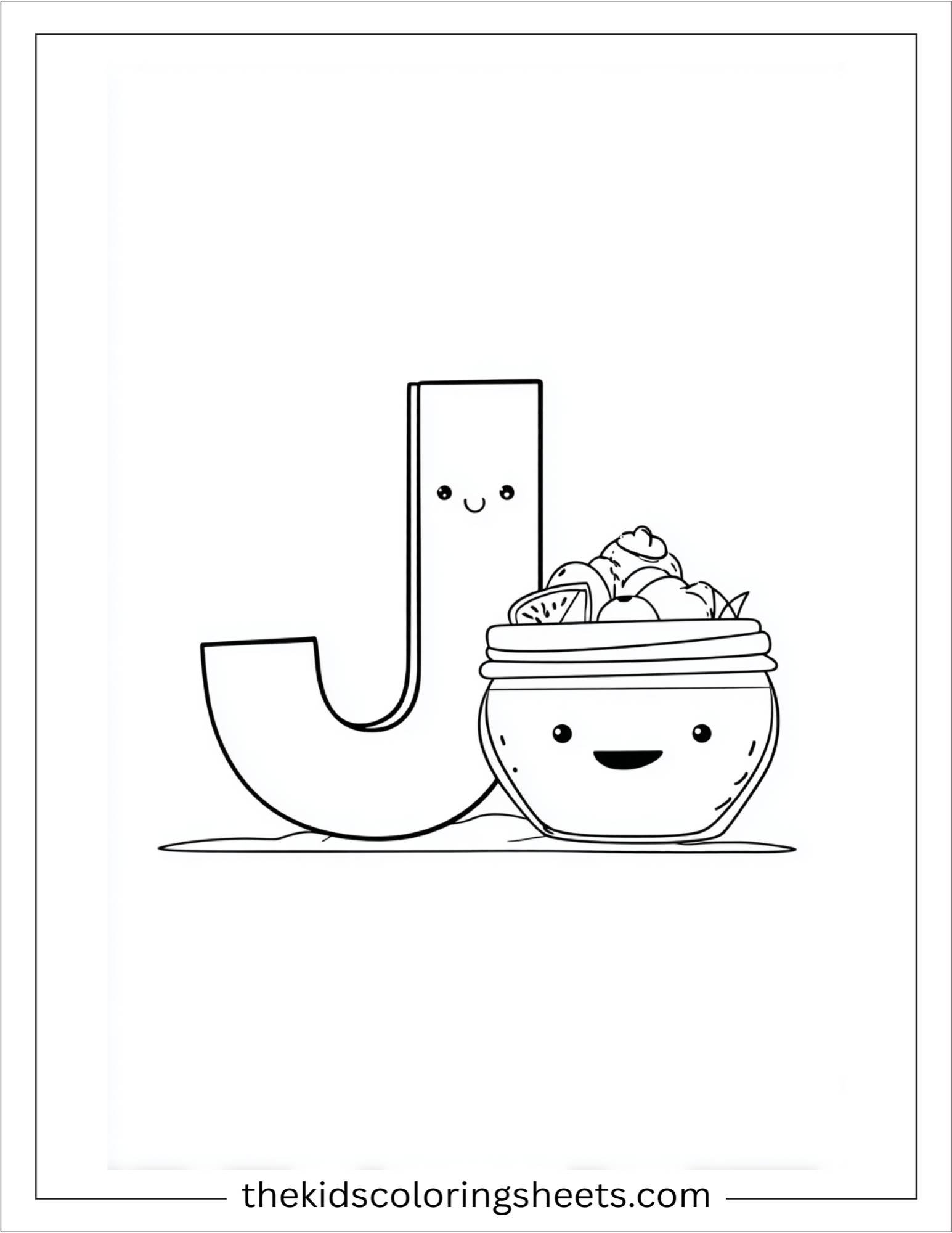 alphabet J jam coloring page