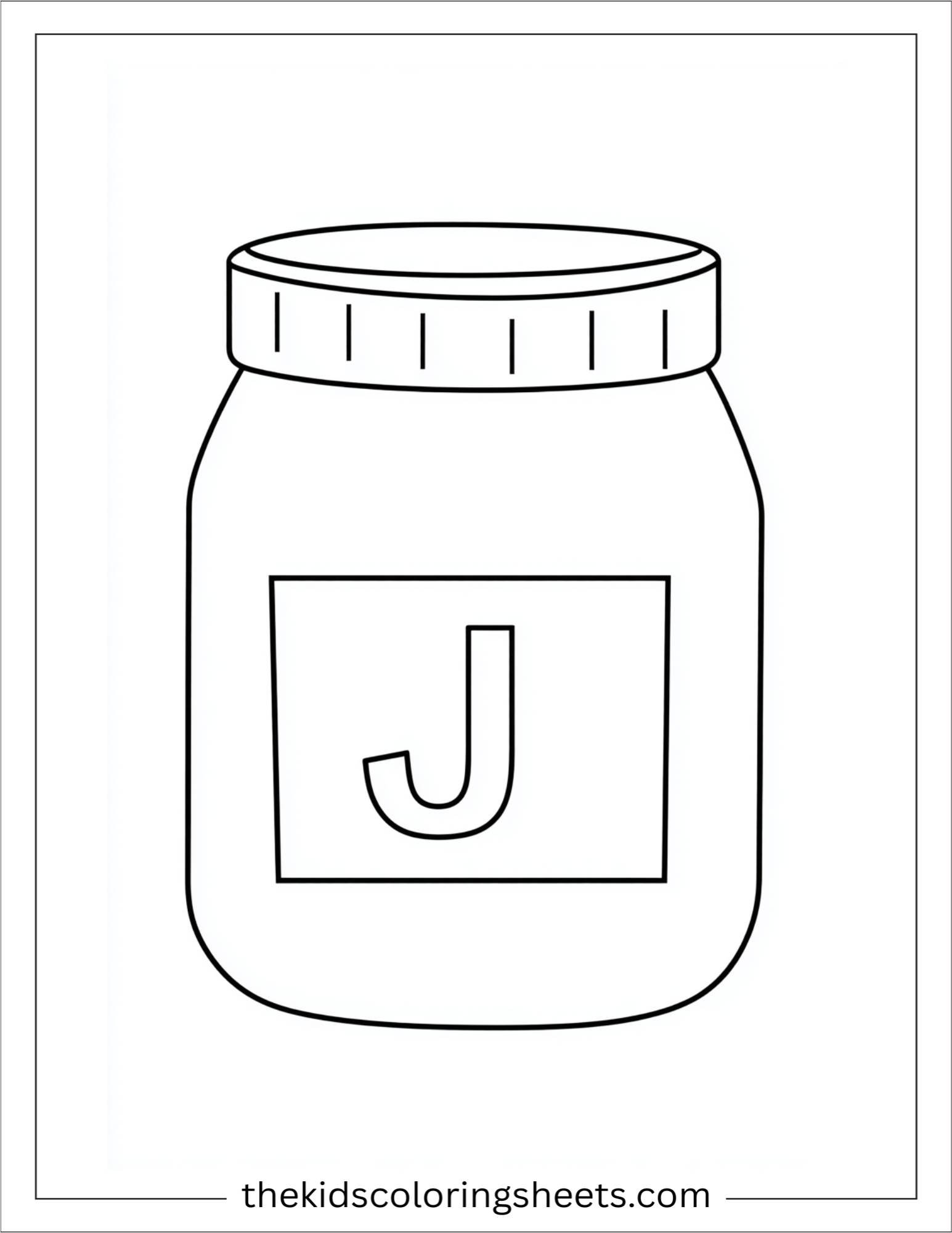 alphabet J jam jar coloring page