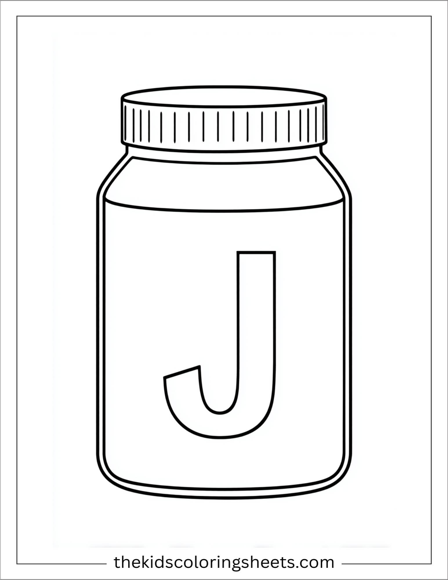 alphabet J jar coloring page