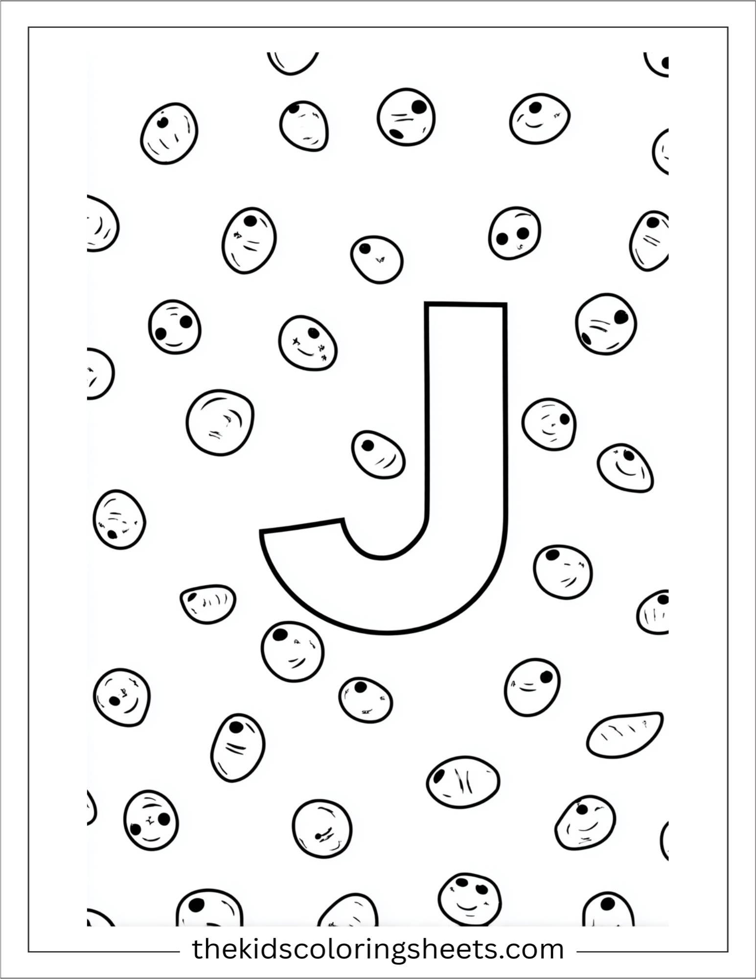 alphabet J jelly beans coloring page