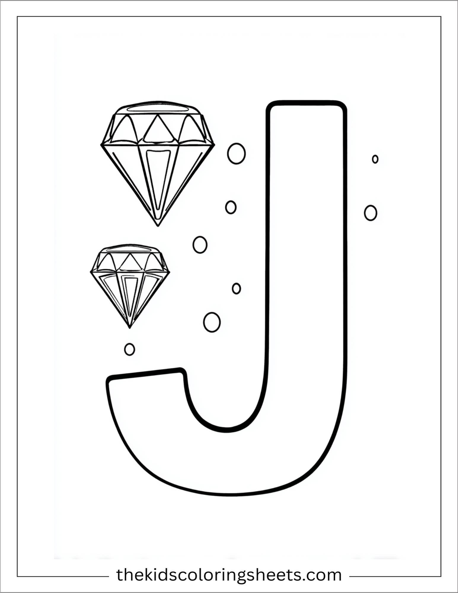 alphabet J jewels coloring page
