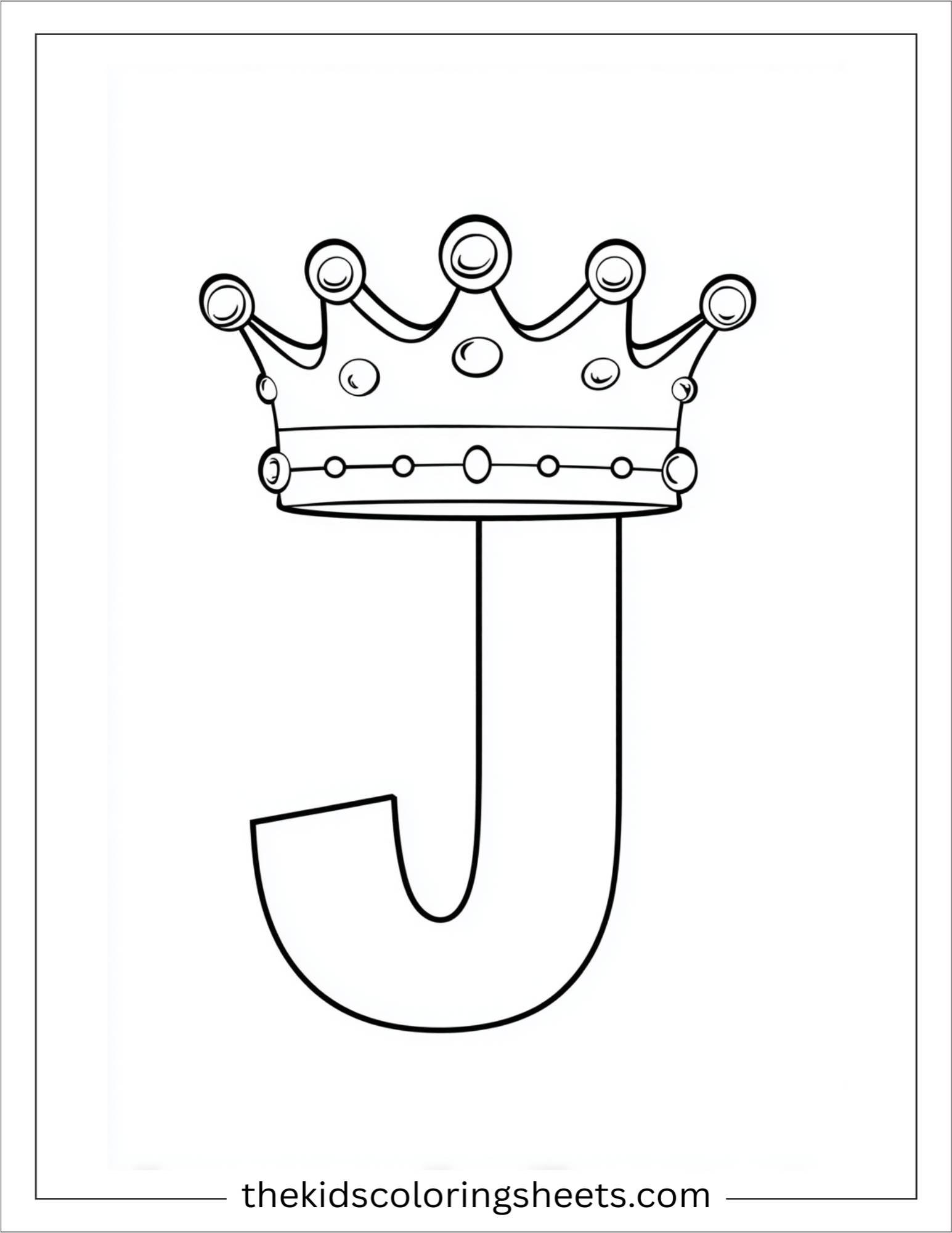alphabet J jewels crown coloring page