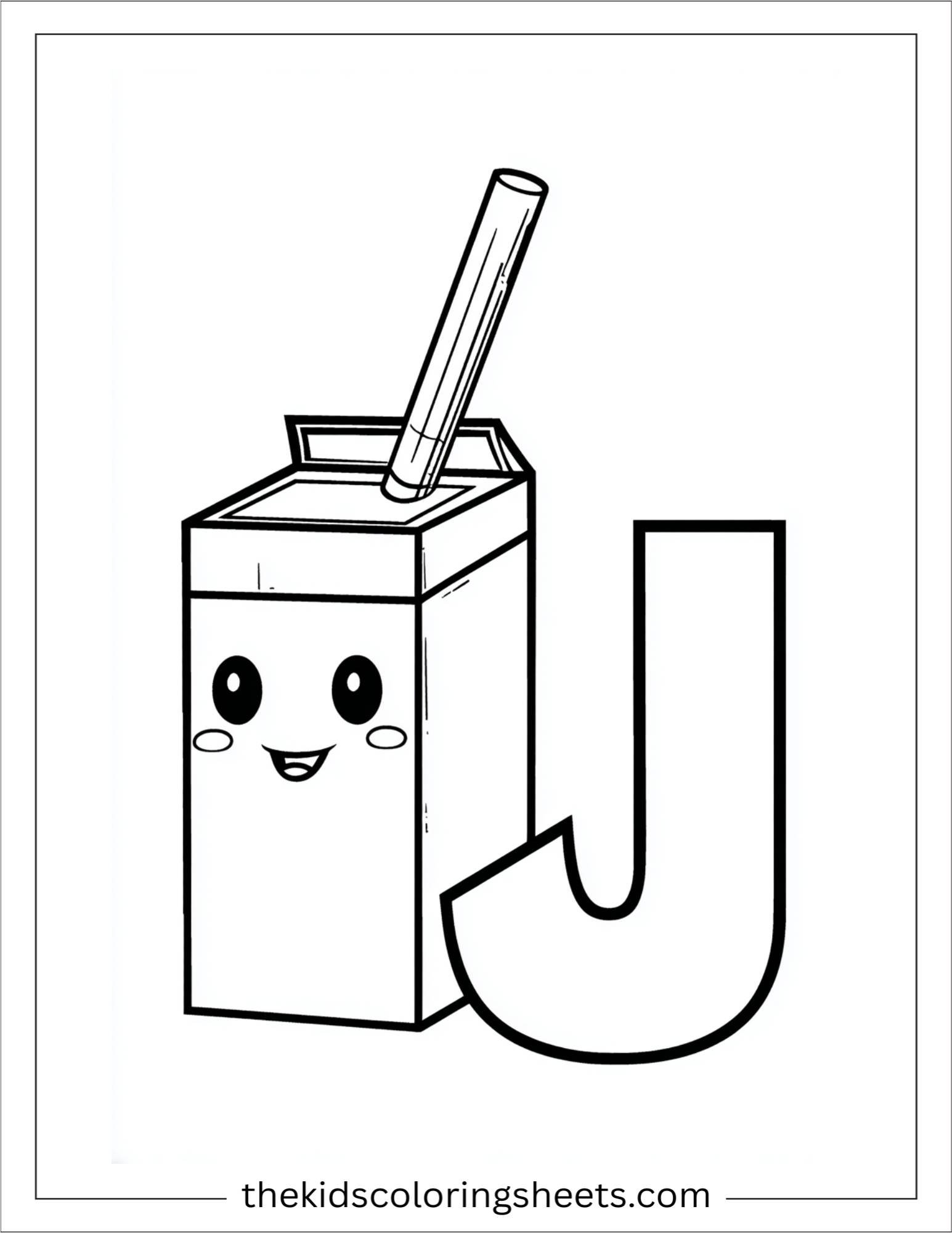 alphabet J juice box coloring page