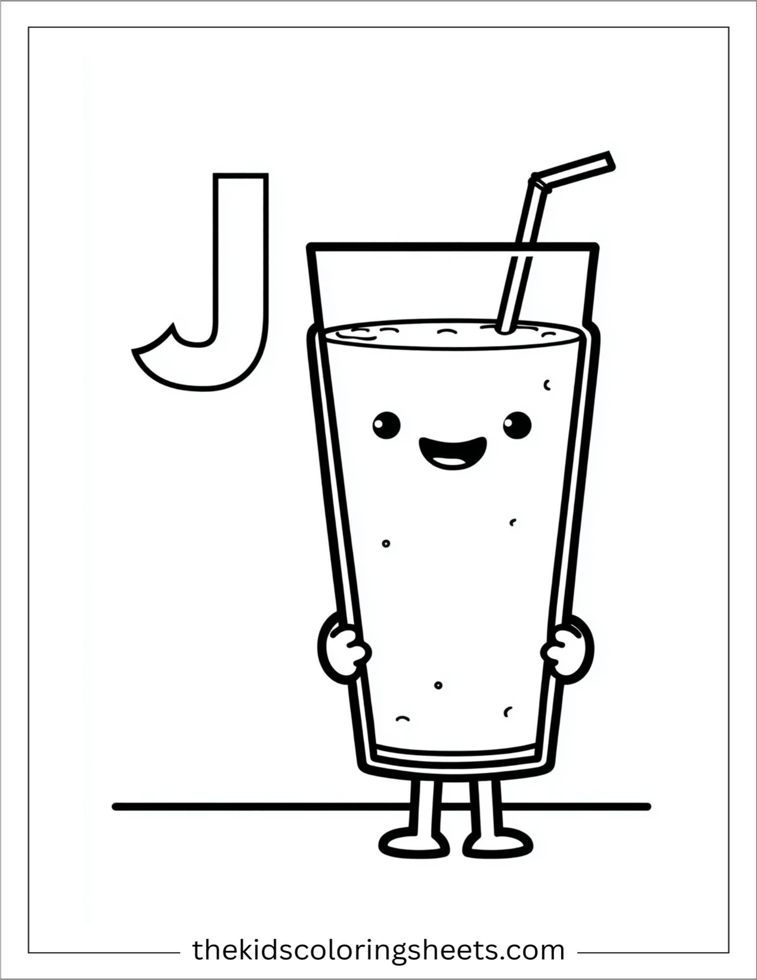 alphabet J juice glass coloring page