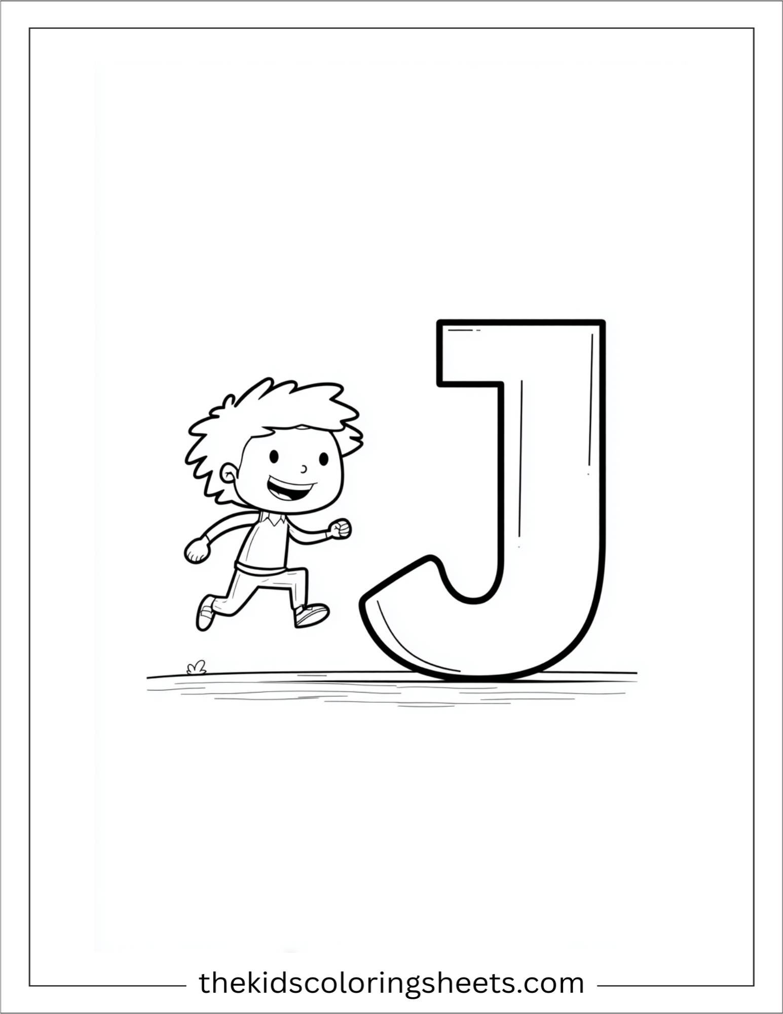 alphabet J jump coloring page