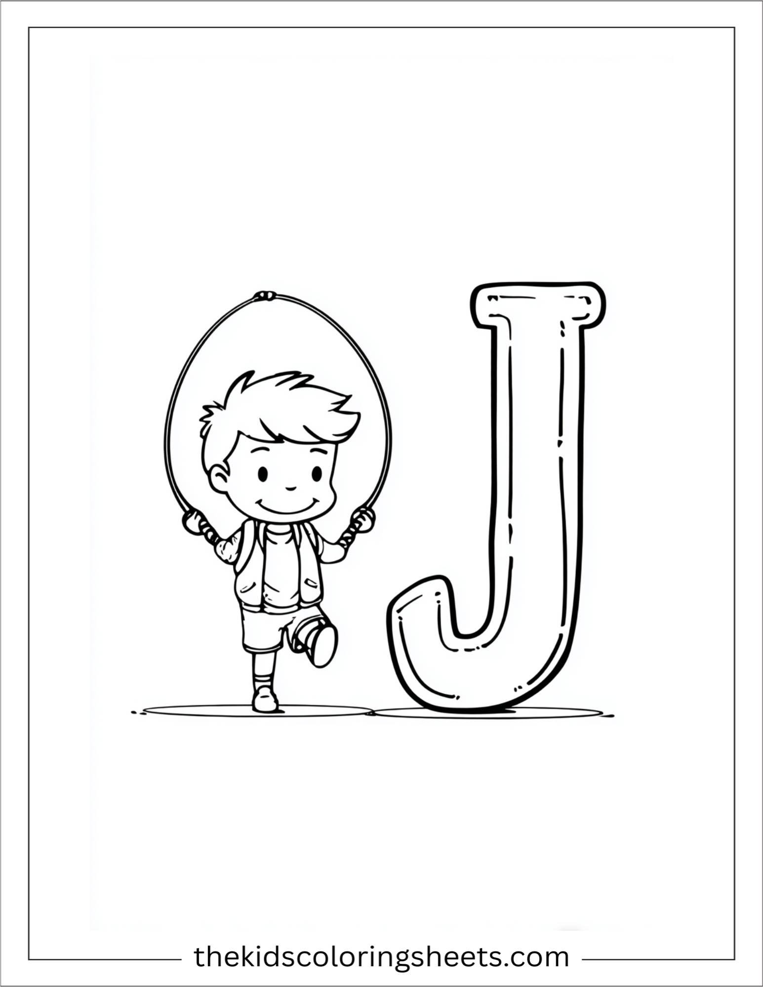 alphabet J jump rope coloring page
