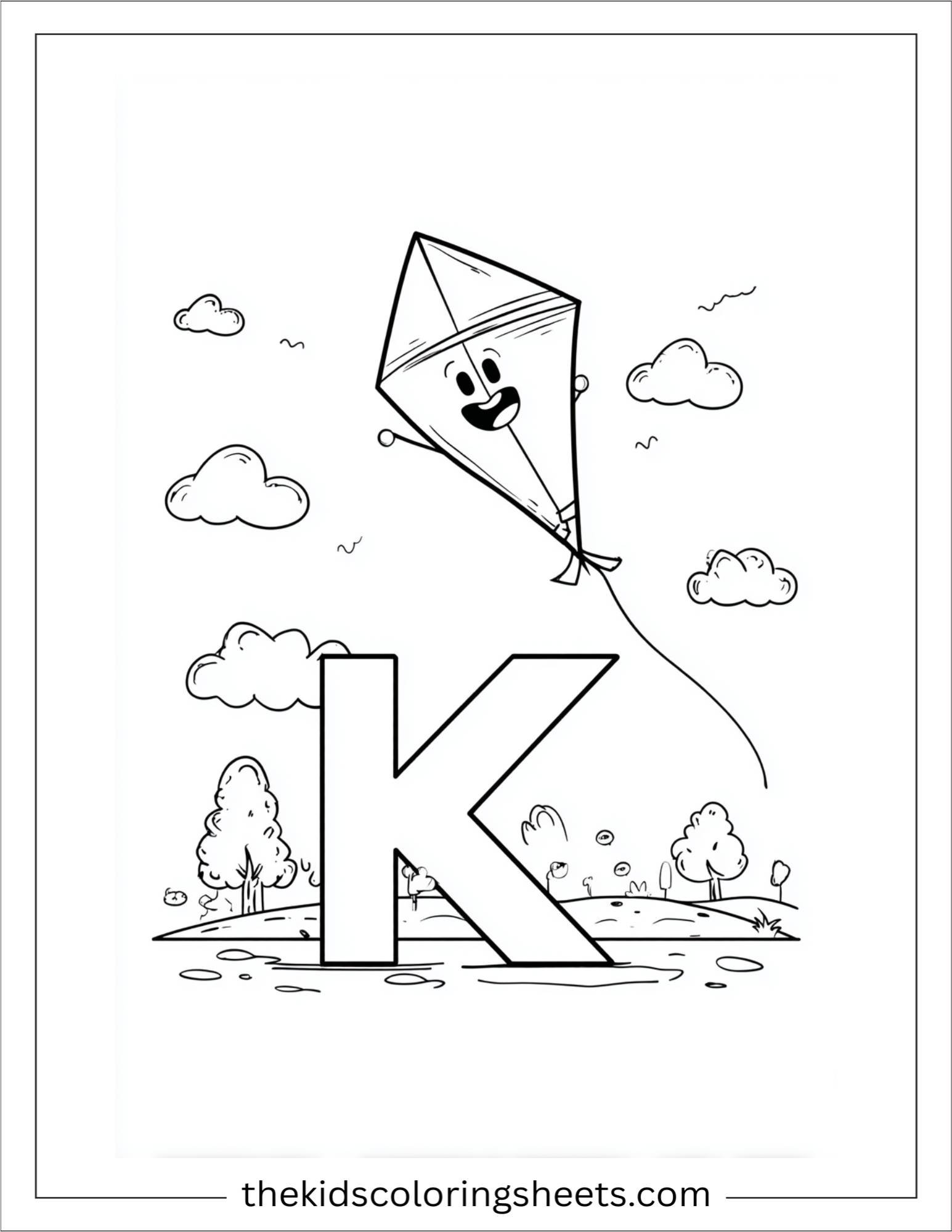 alphabet K coloring page