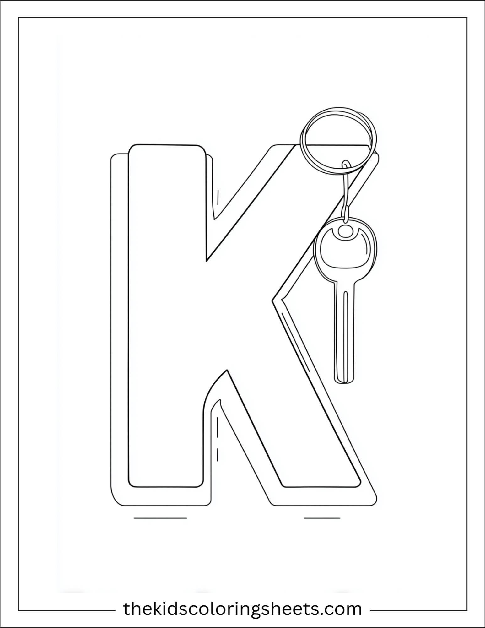 alphabet K key coloring page