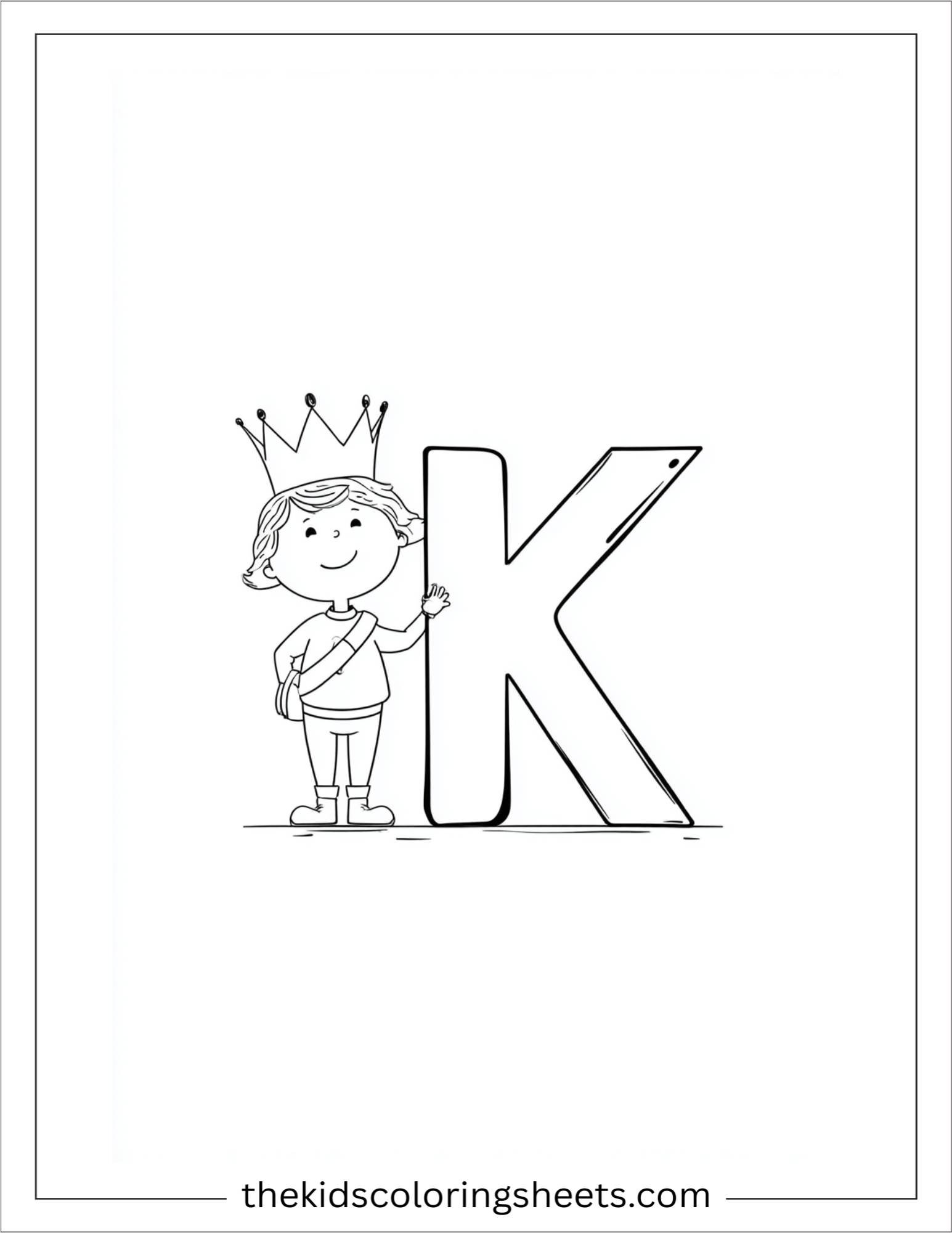 alphabet K king coloring page