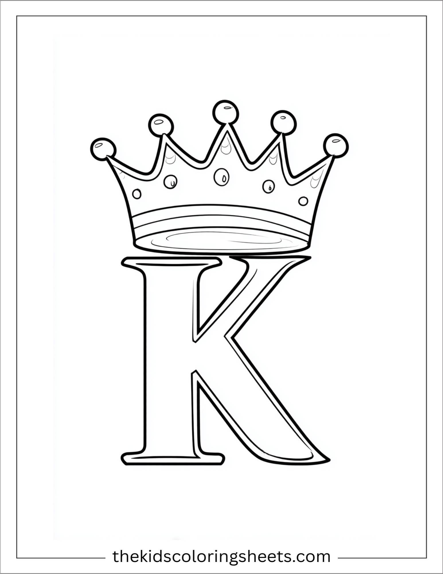 alphabet K king crown coloring page