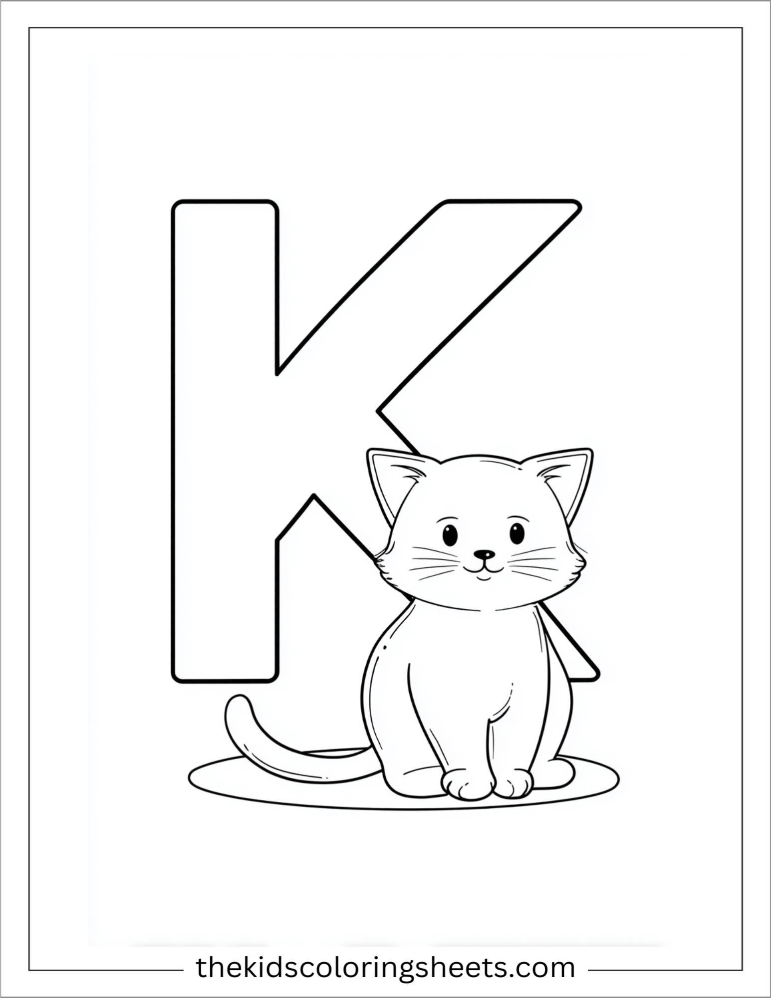 alphabet K kitten coloring page