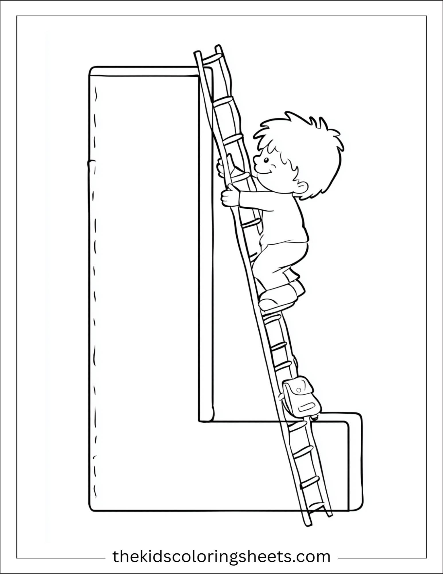 alphabet L ladder climb coloring page