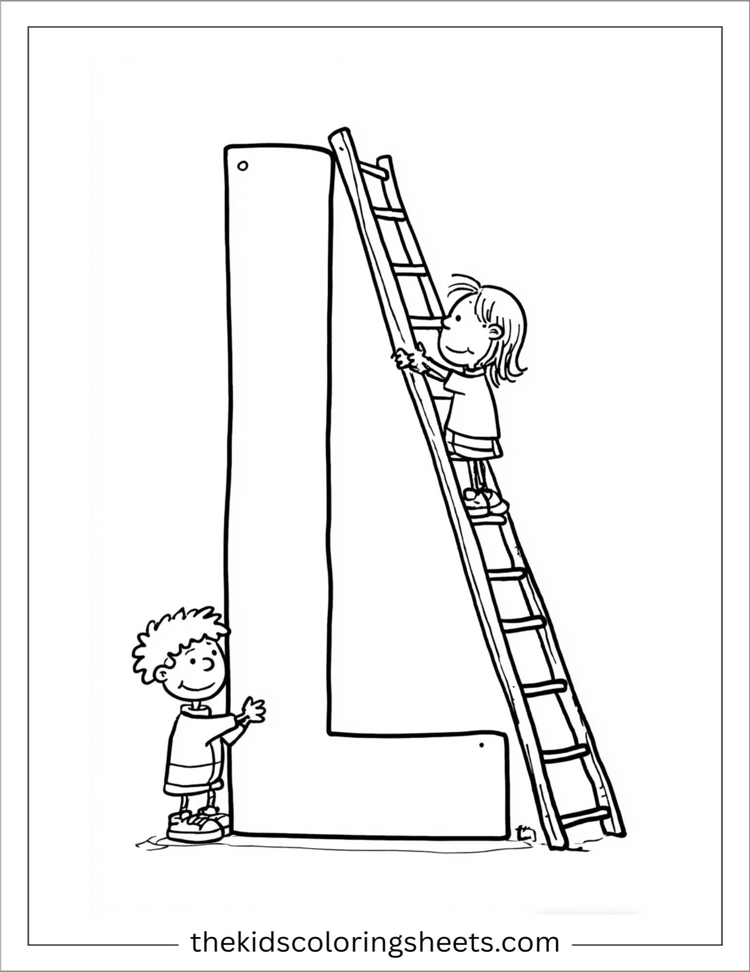 alphabet L ladder coloring page