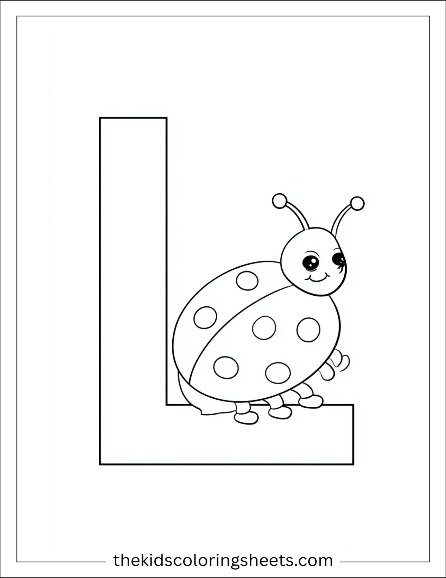 alphabet L ladybug coloring page