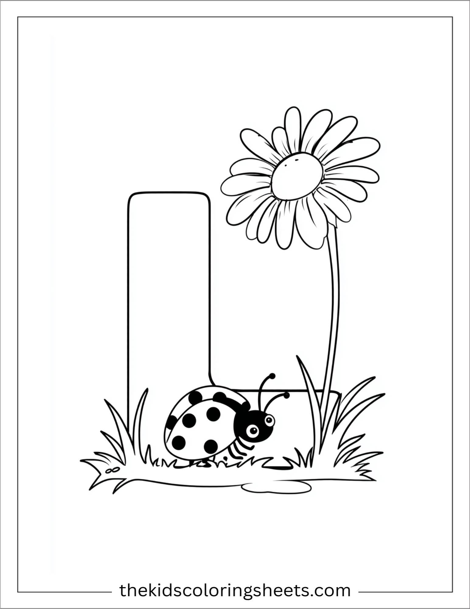 alphabet L ladybug flower coloring page