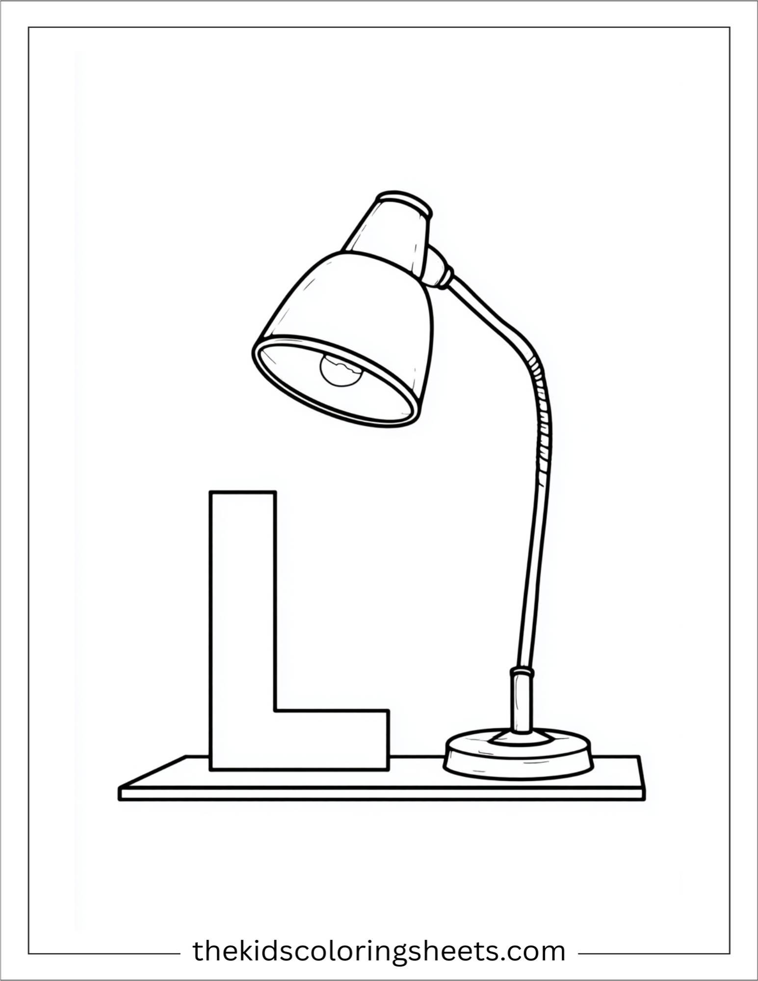 alphabet L lamp coloring page