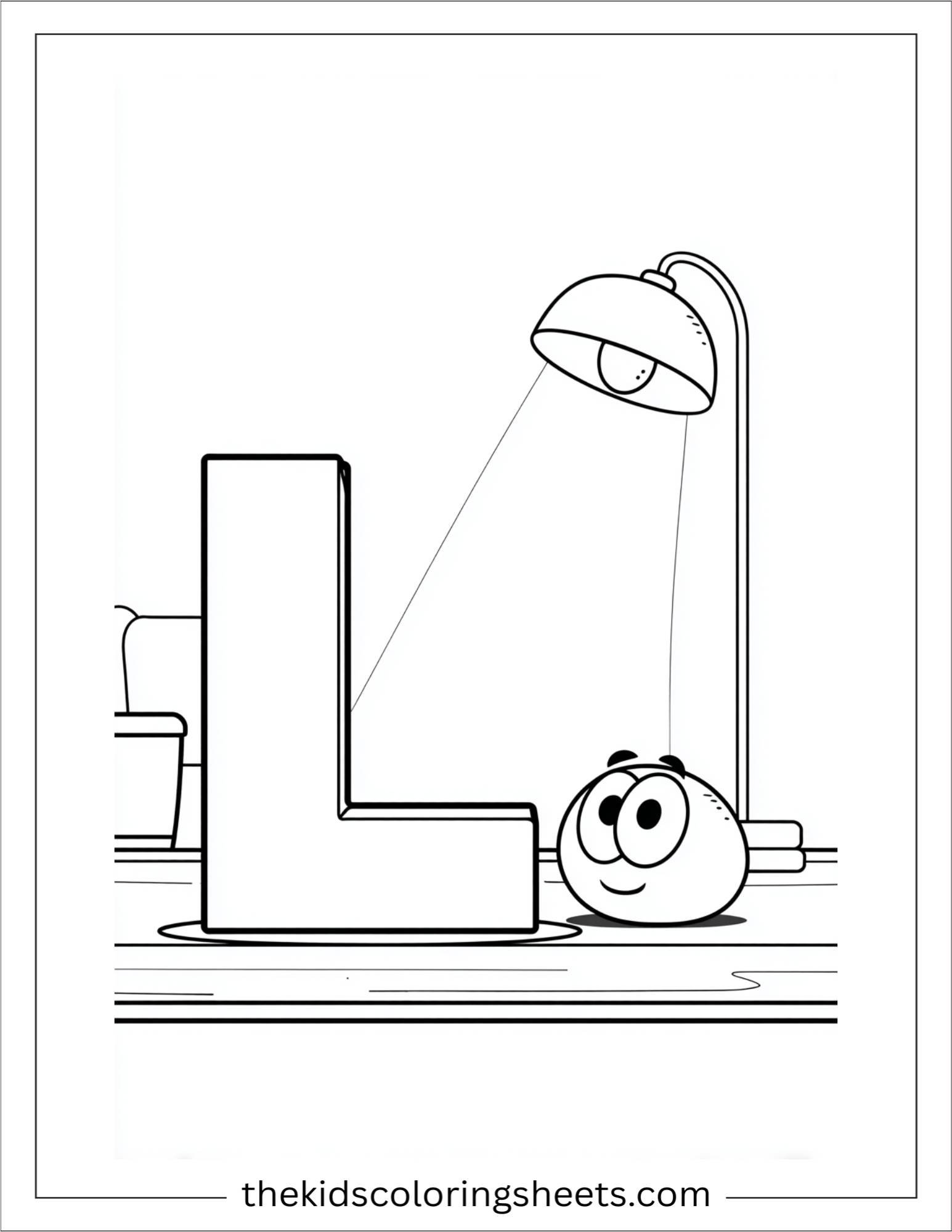 alphabet L lamp light coloring page