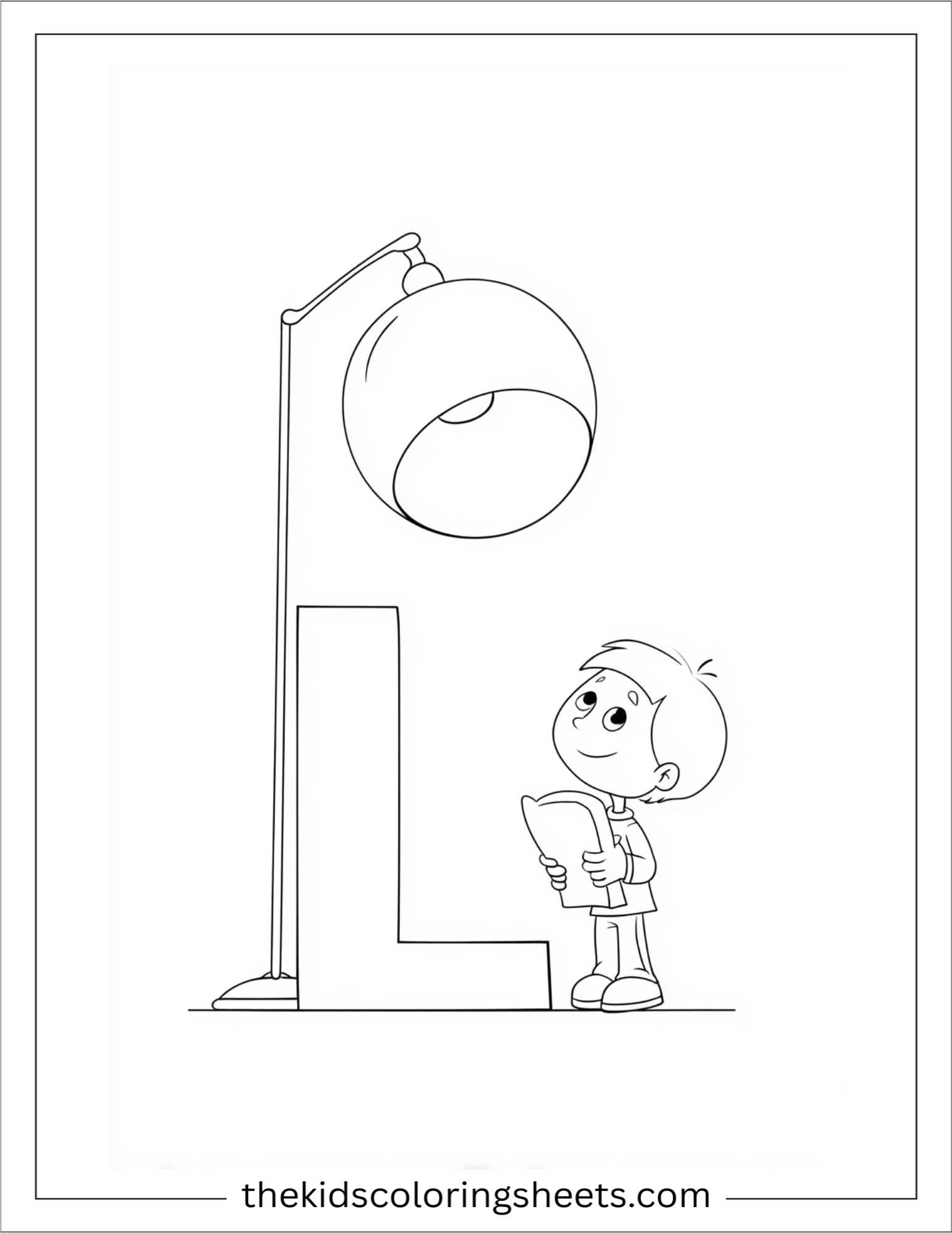 alphabet L lamp night coloring page