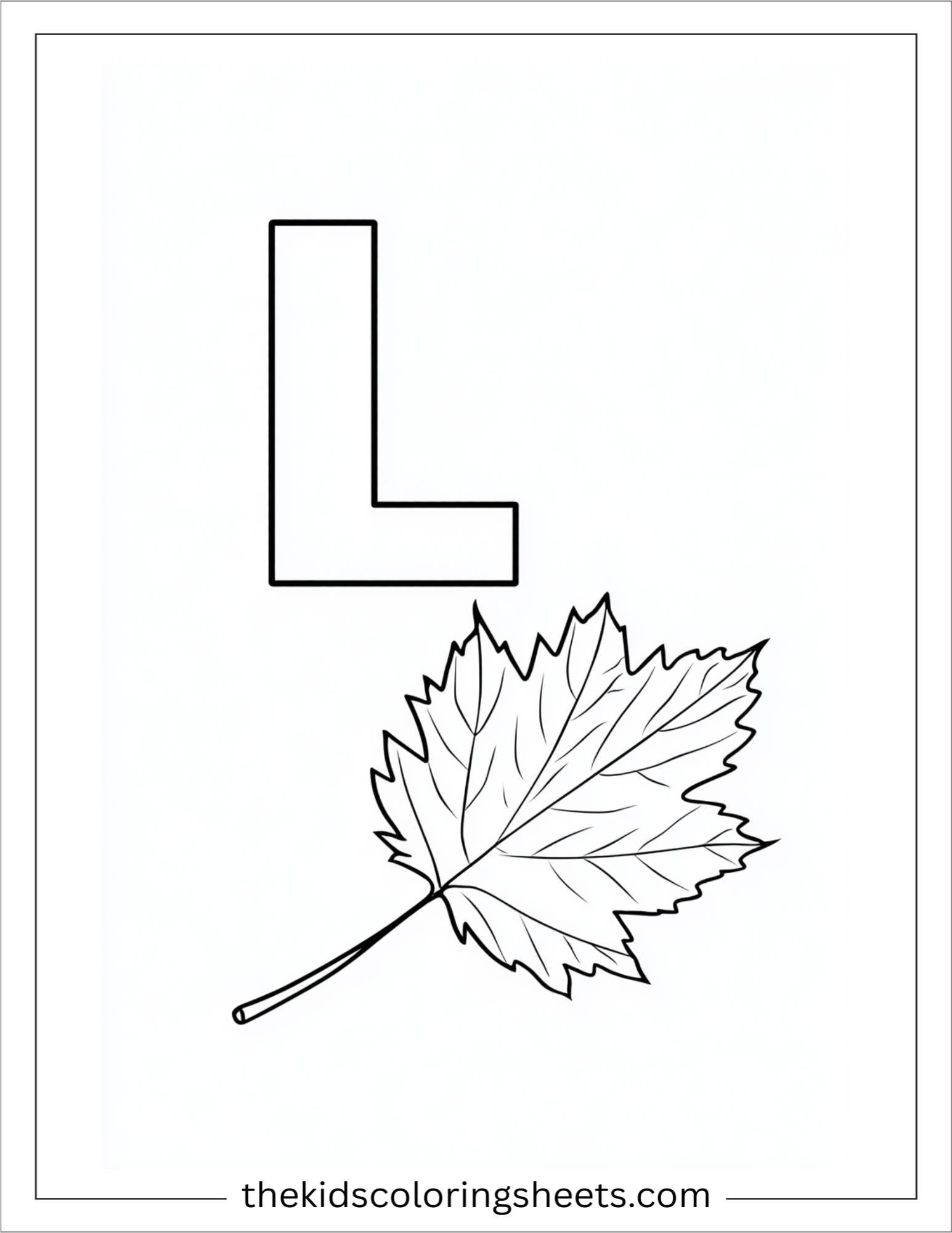 alphabet L leaf coloring page