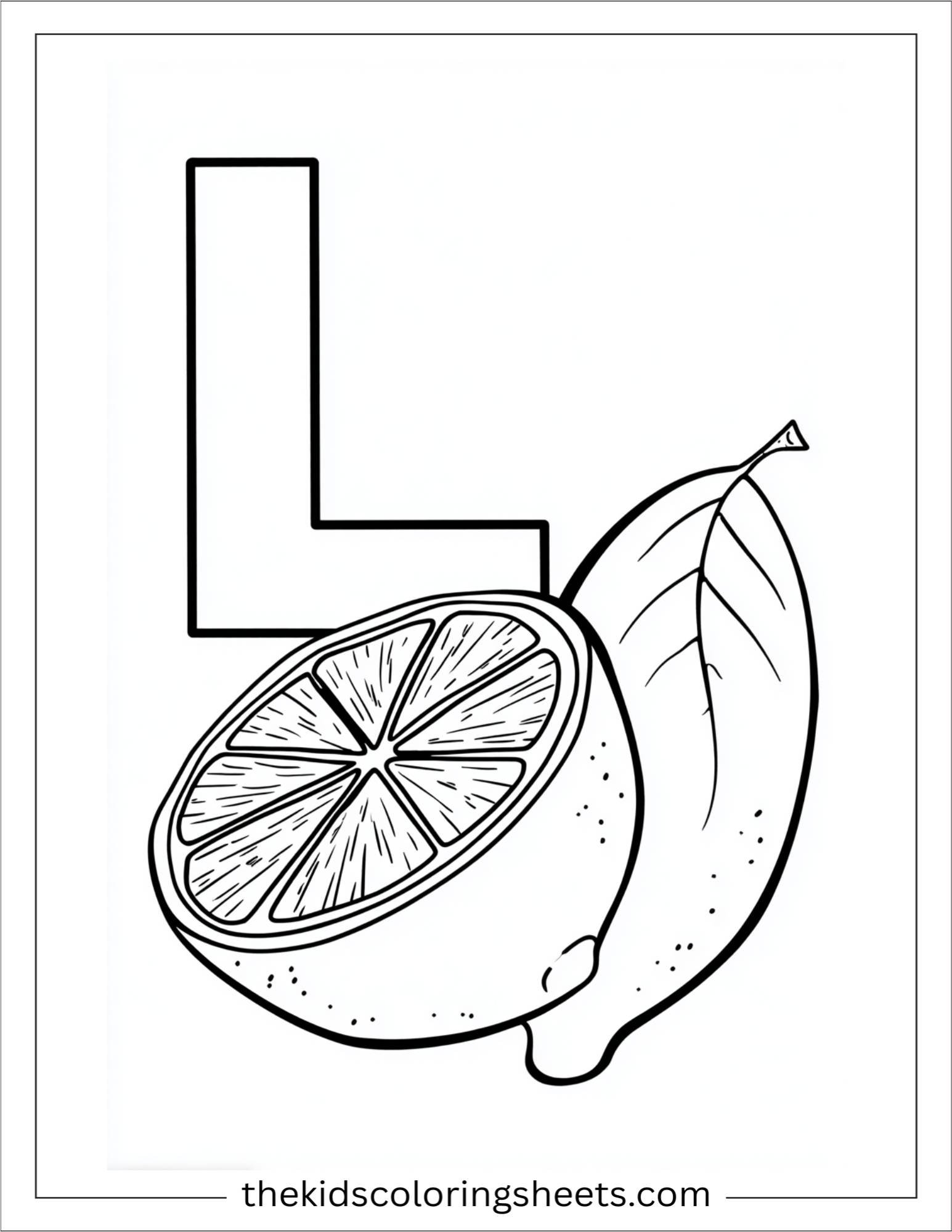 alphabet L lemon coloring page