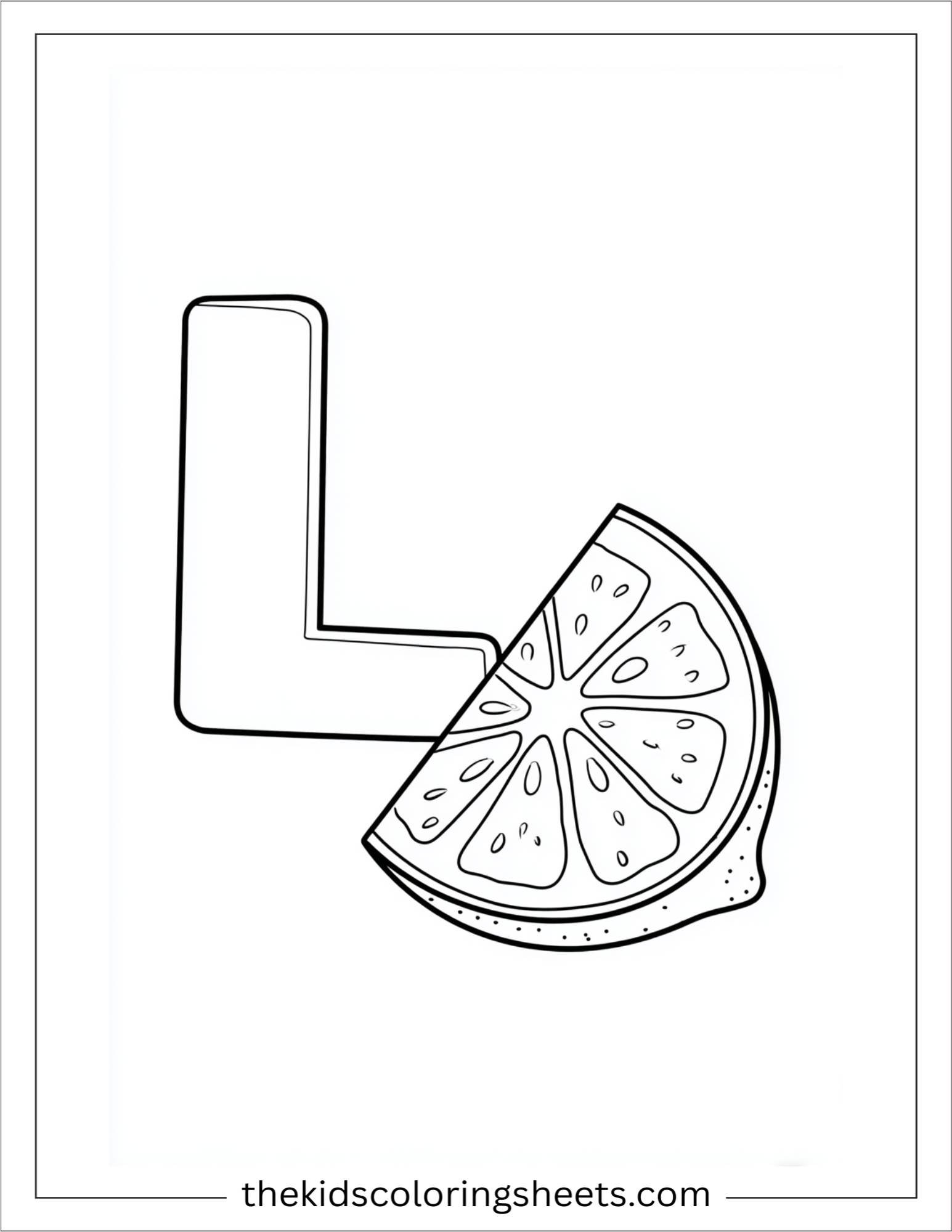 alphabet L lemon slice coloring page