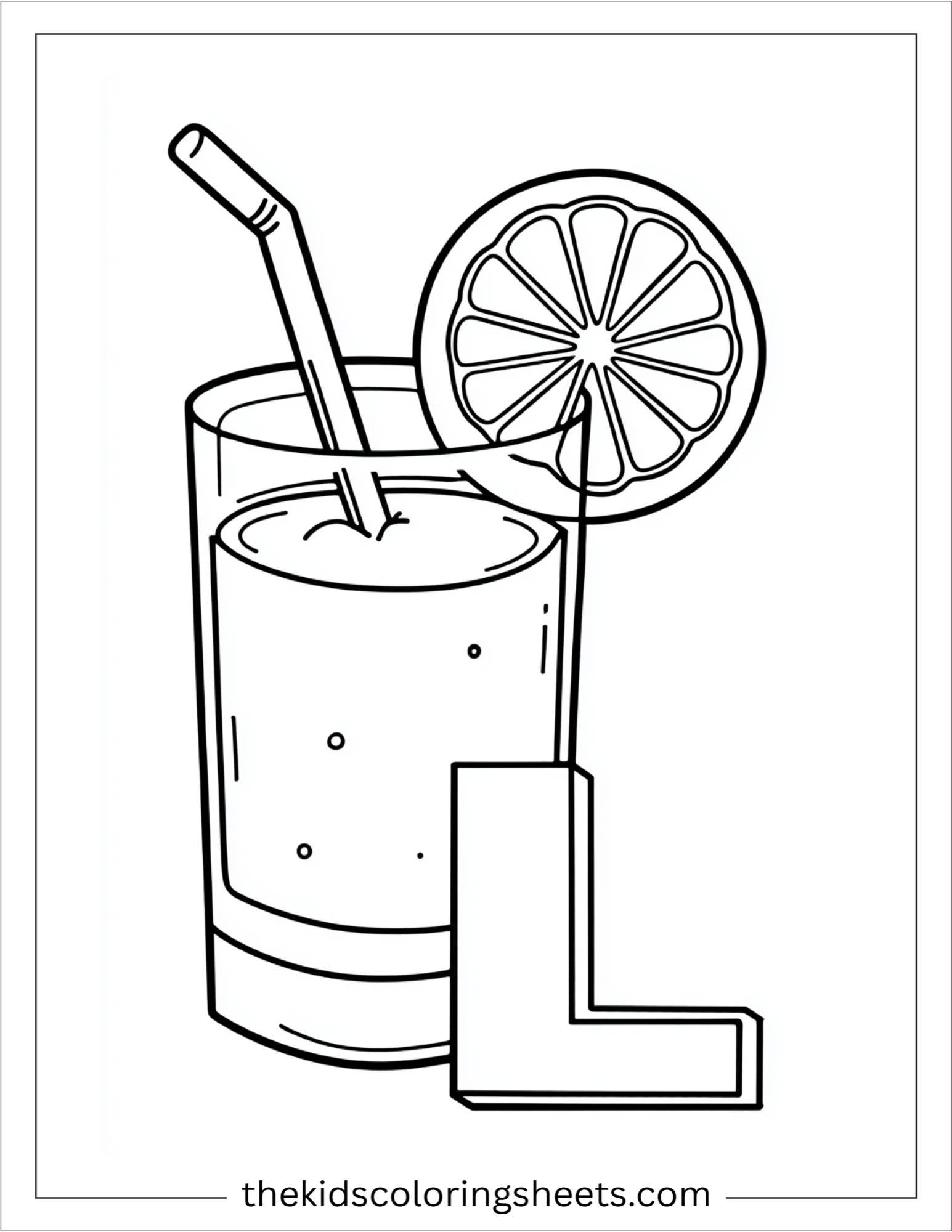 alphabet L lemonade coloring page