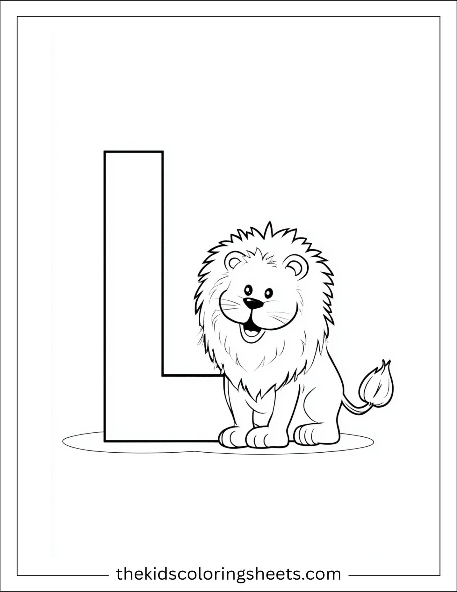 alphabet L lion coloring page
