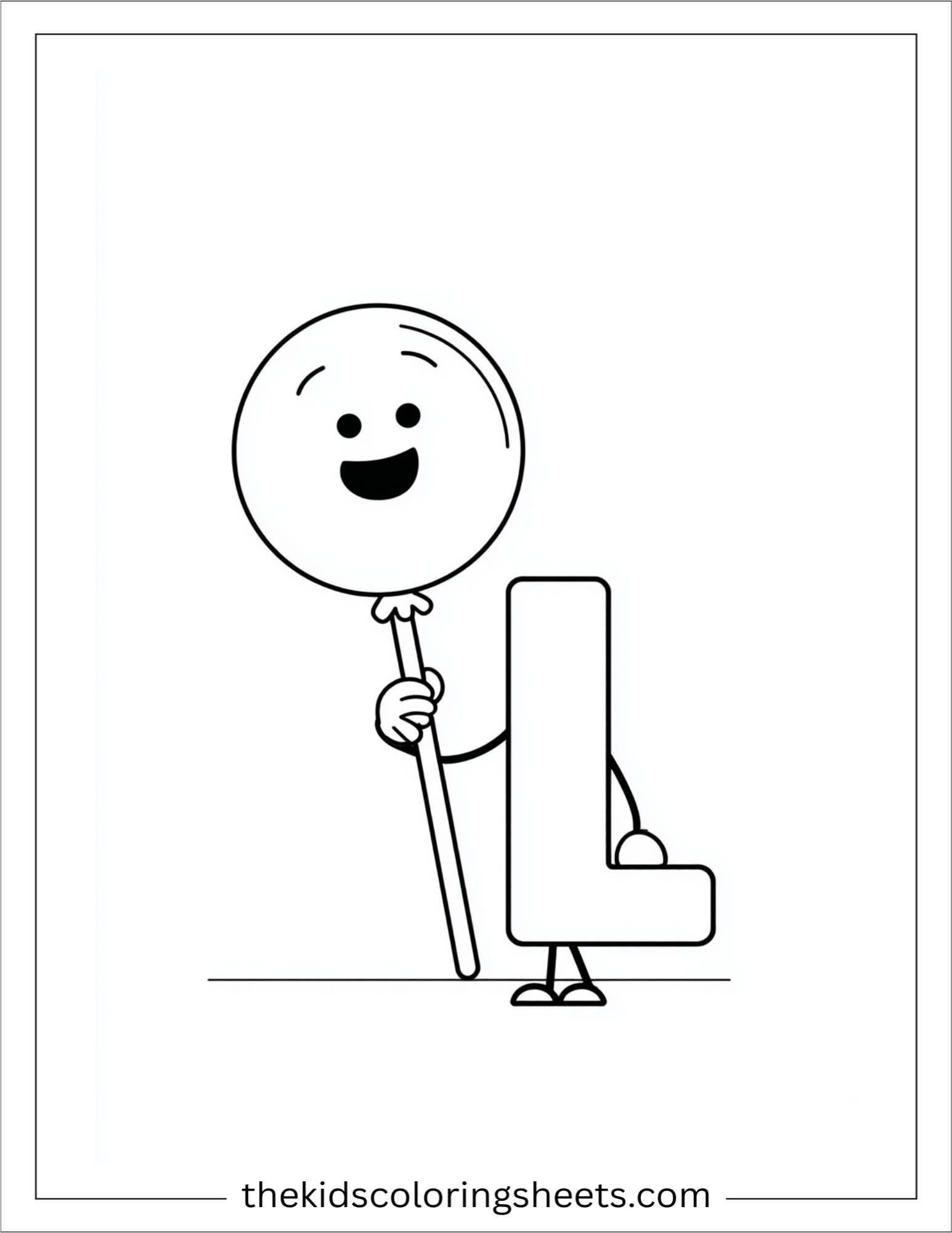 alphabet L lollipop coloring page