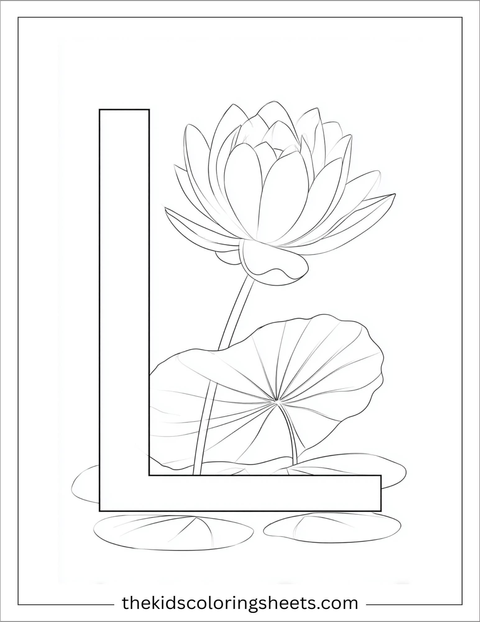 alphabet L lotus coloring page