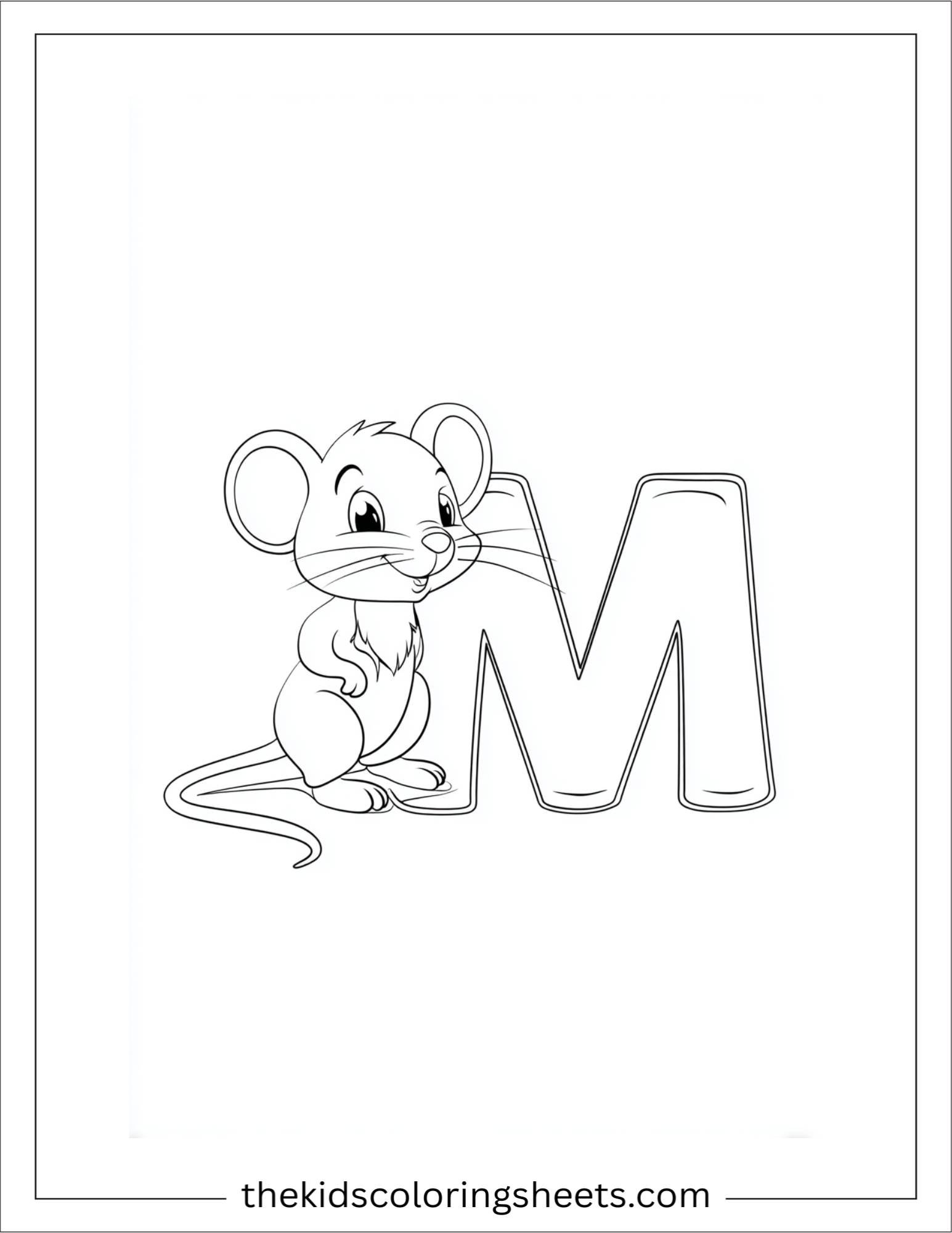 alphabet M mouse coloring page