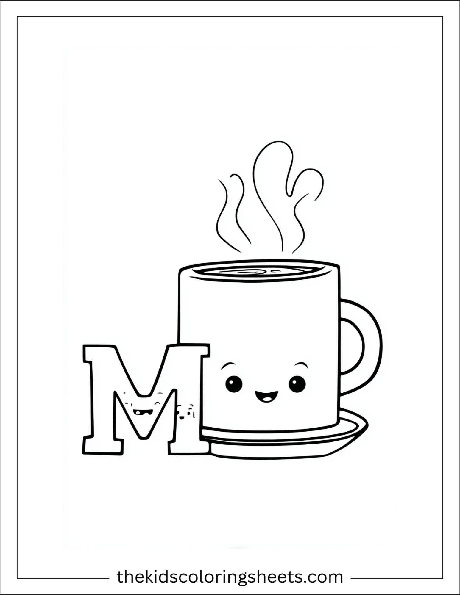 alphabet M mug coffee coloring page