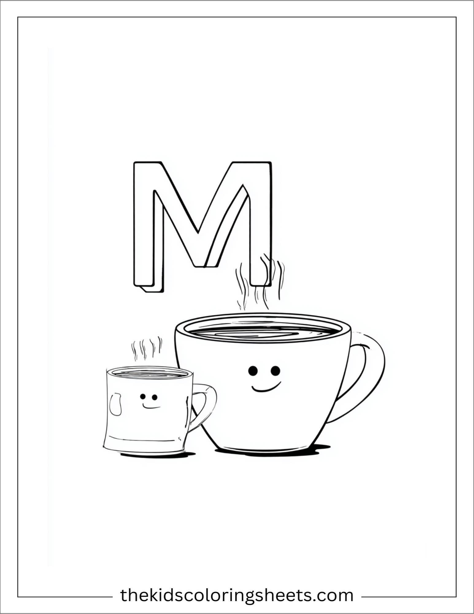 alphabet M mug coloring page