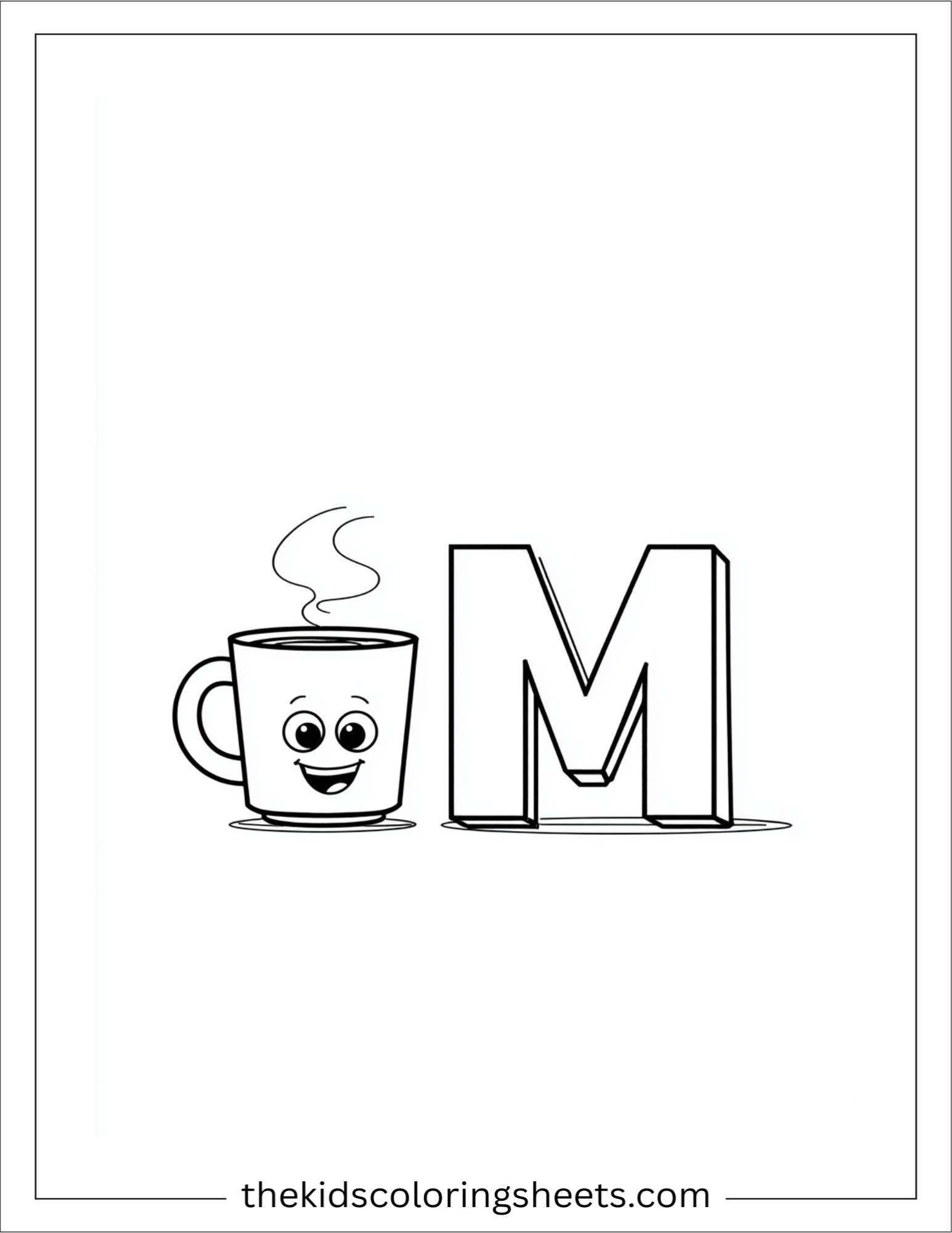 alphabet M mug tea coloring page