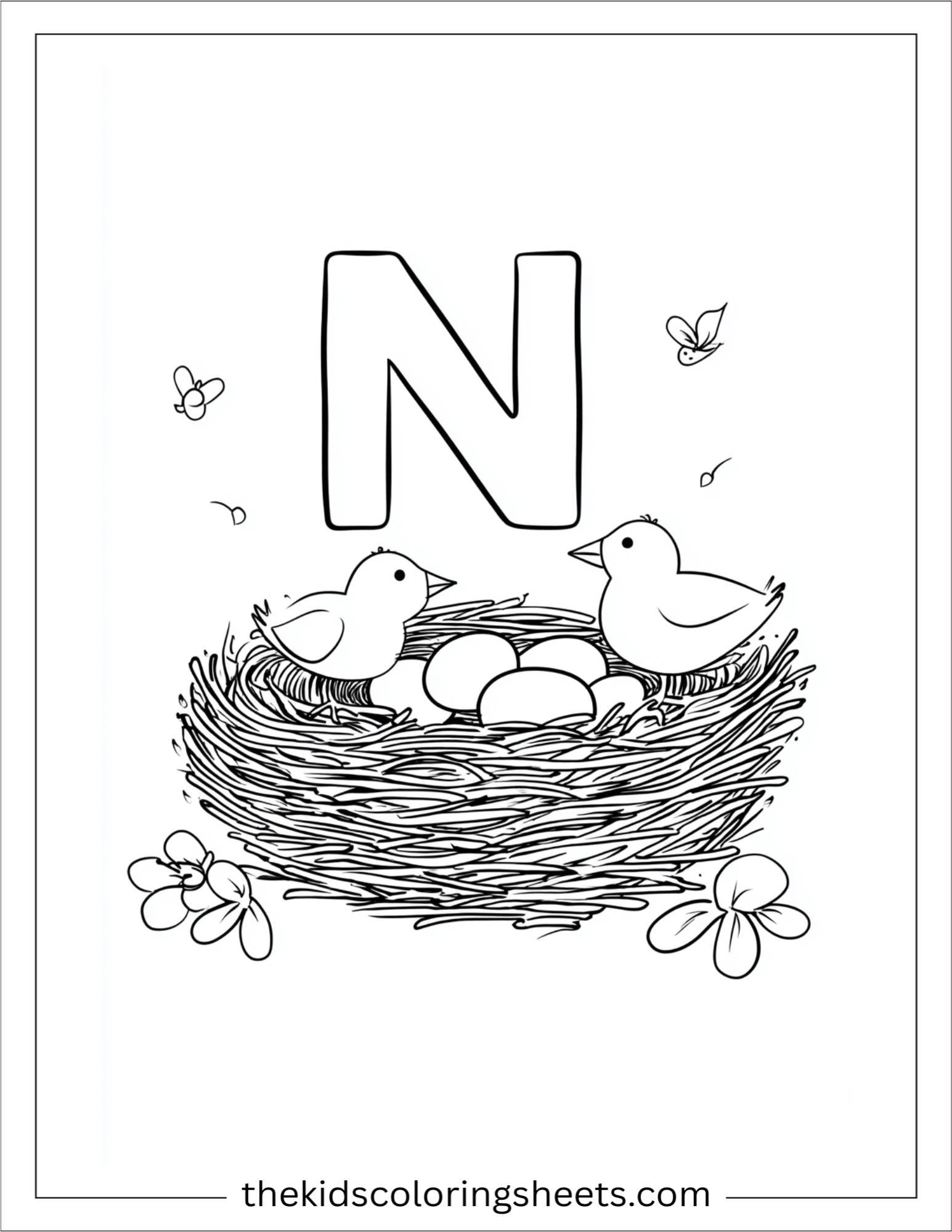 alphabet N coloring page