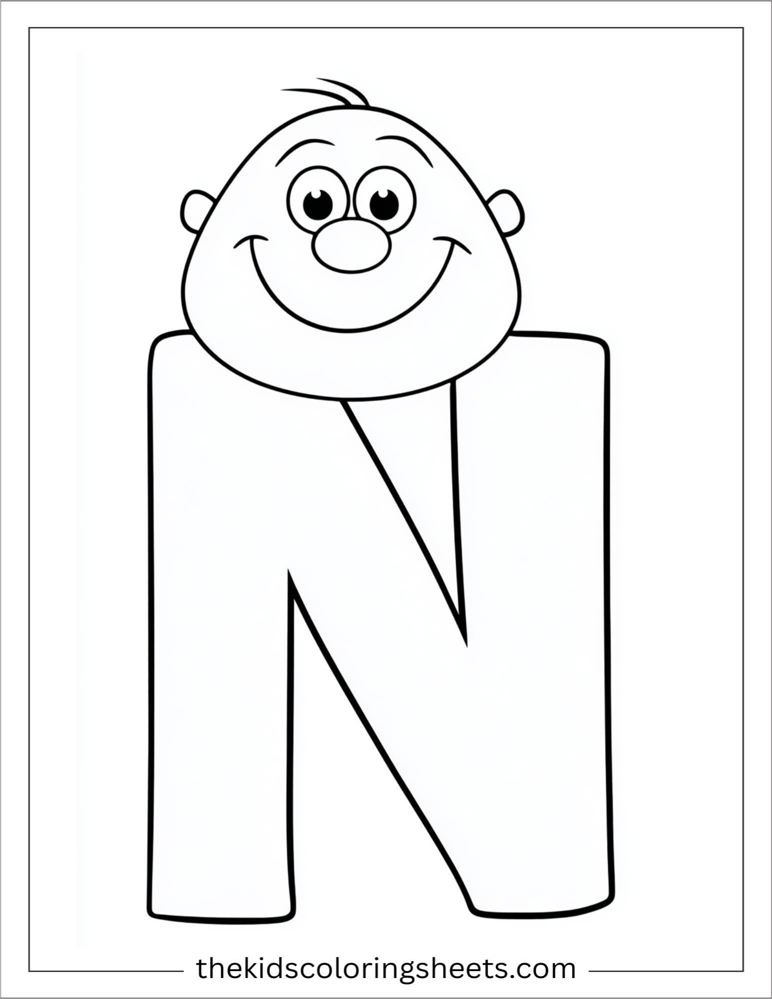 alphabet N nose coloring page