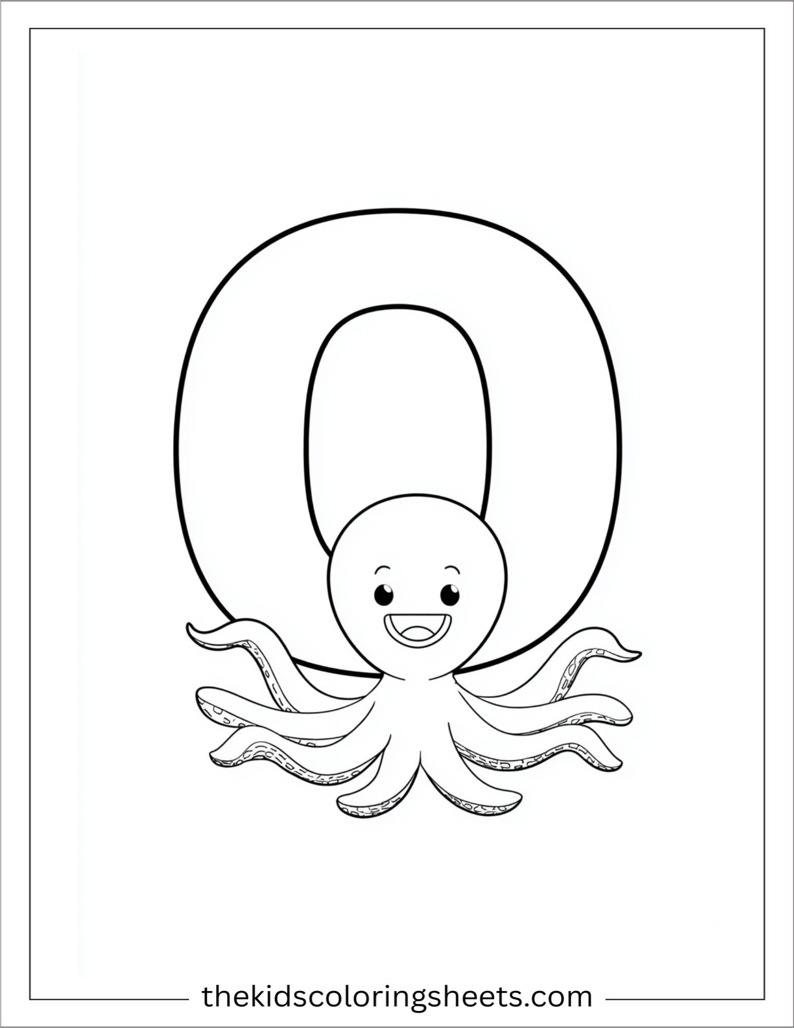 alphabet O octopus coloring page