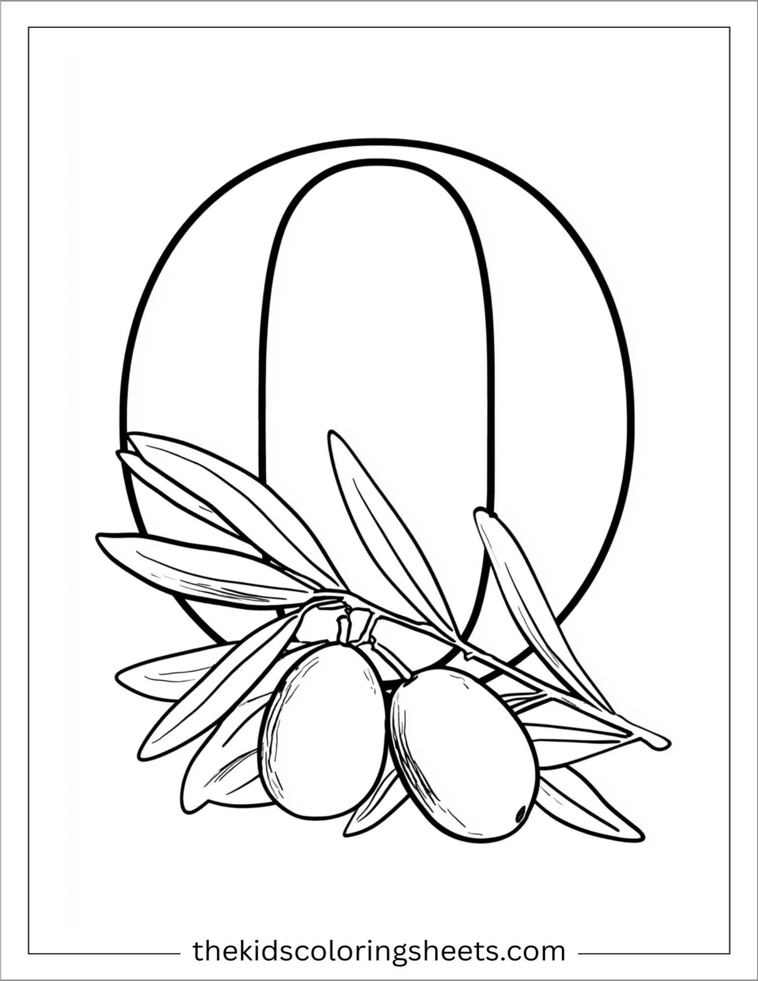 alphabet O olive branch coloring page