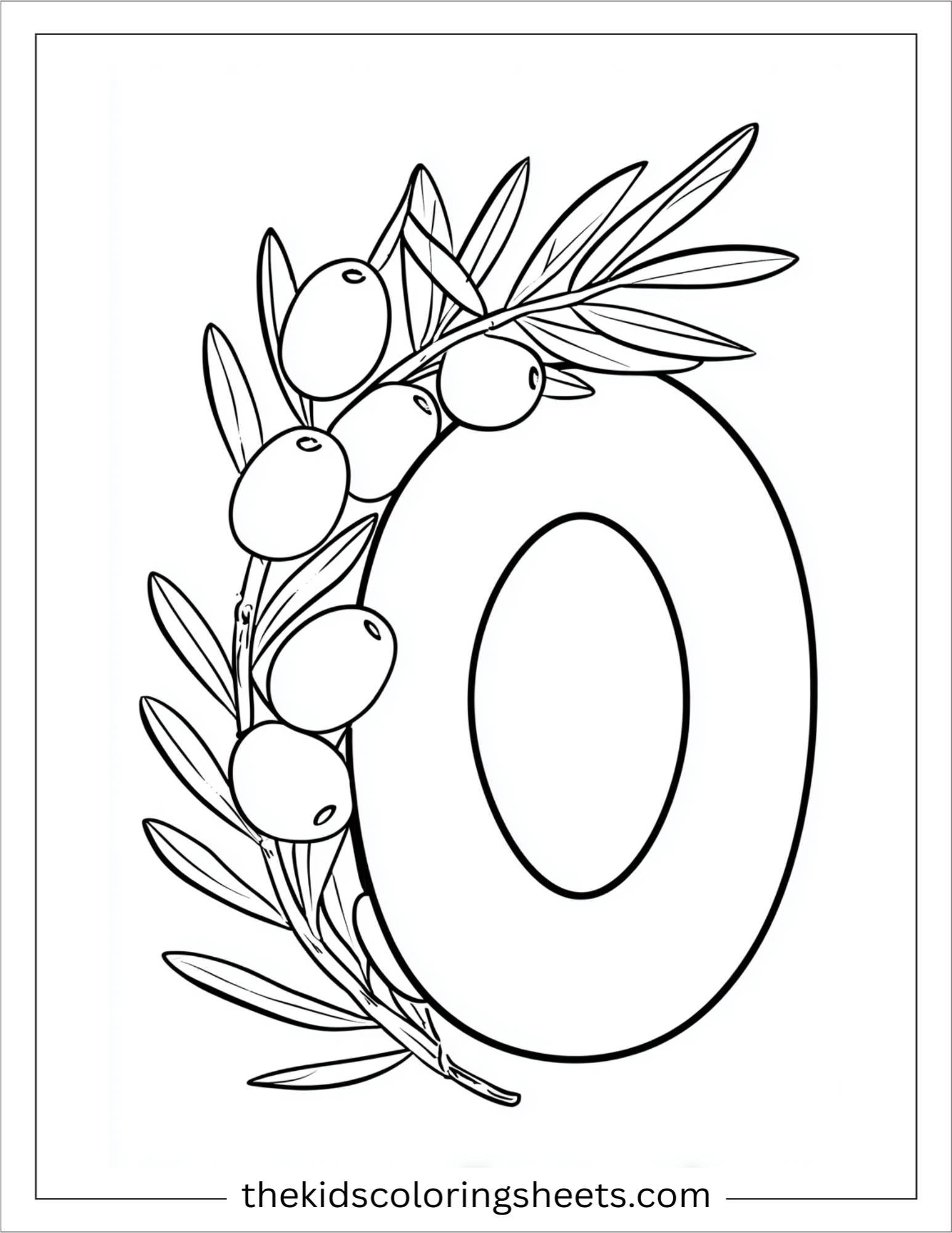 alphabet O olive coloring page