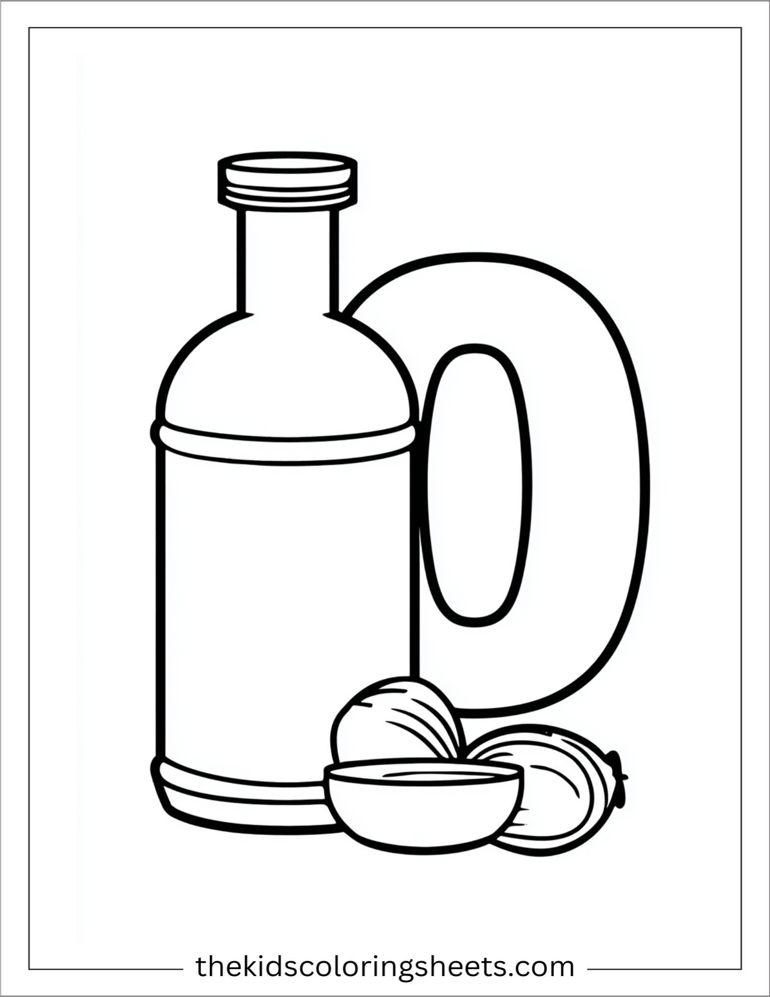 alphabet O olive oil coloring page