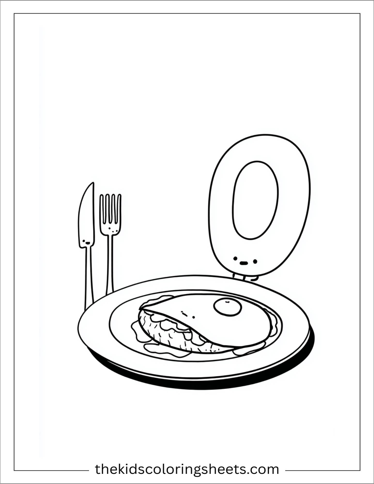 alphabet O omelet breakfast coloring page