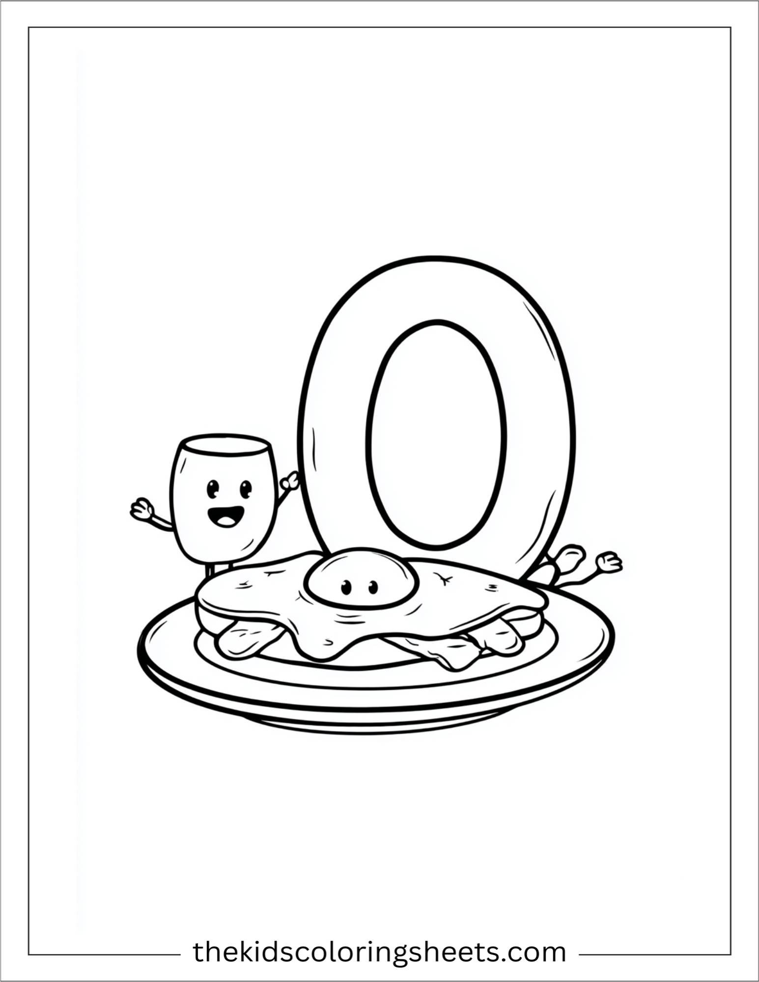 alphabet O omelet coloring page