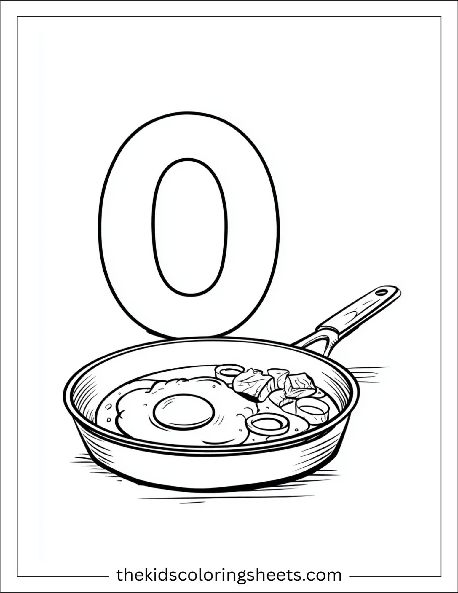 alphabet O omelet pan coloring page