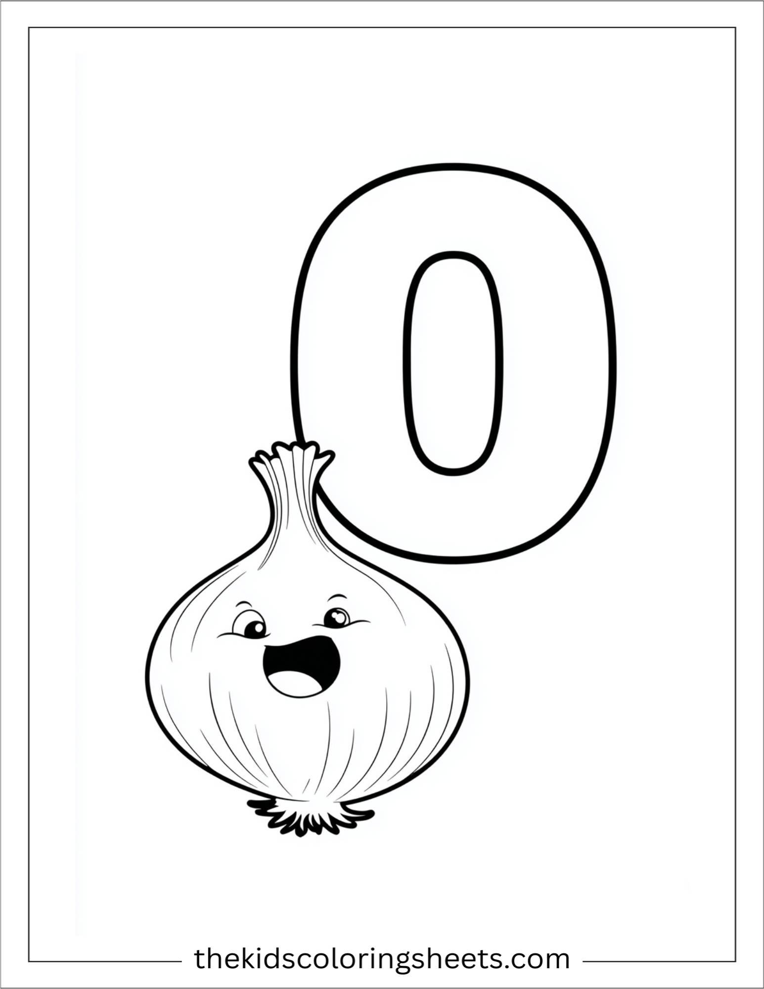 alphabet O onion coloring page