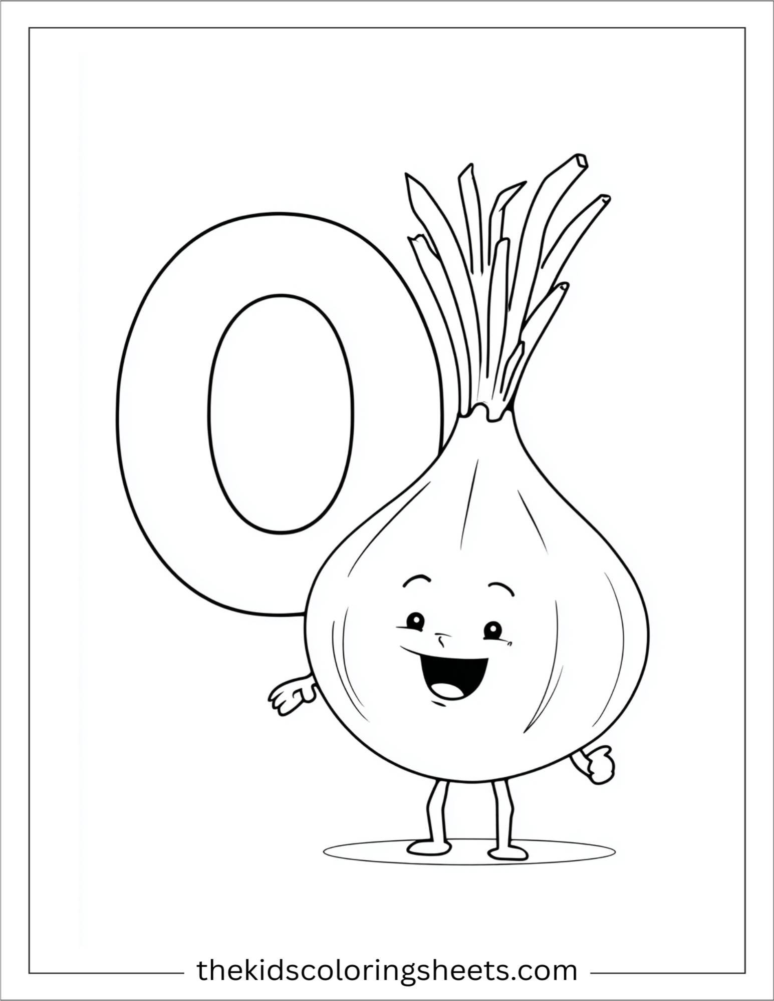 alphabet O onion smile coloring page
