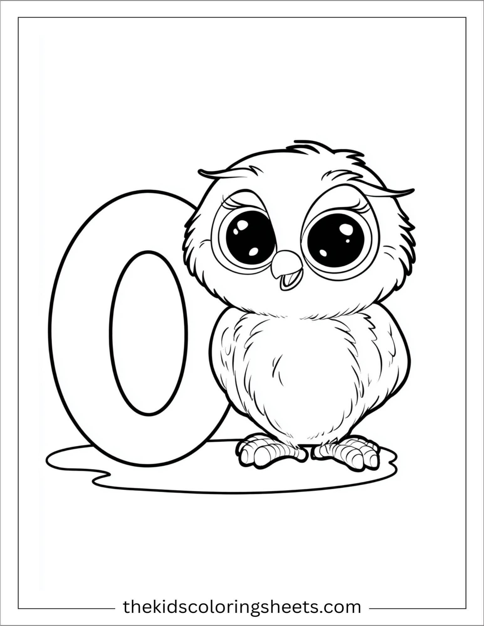 alphabet O owl baby coloring page