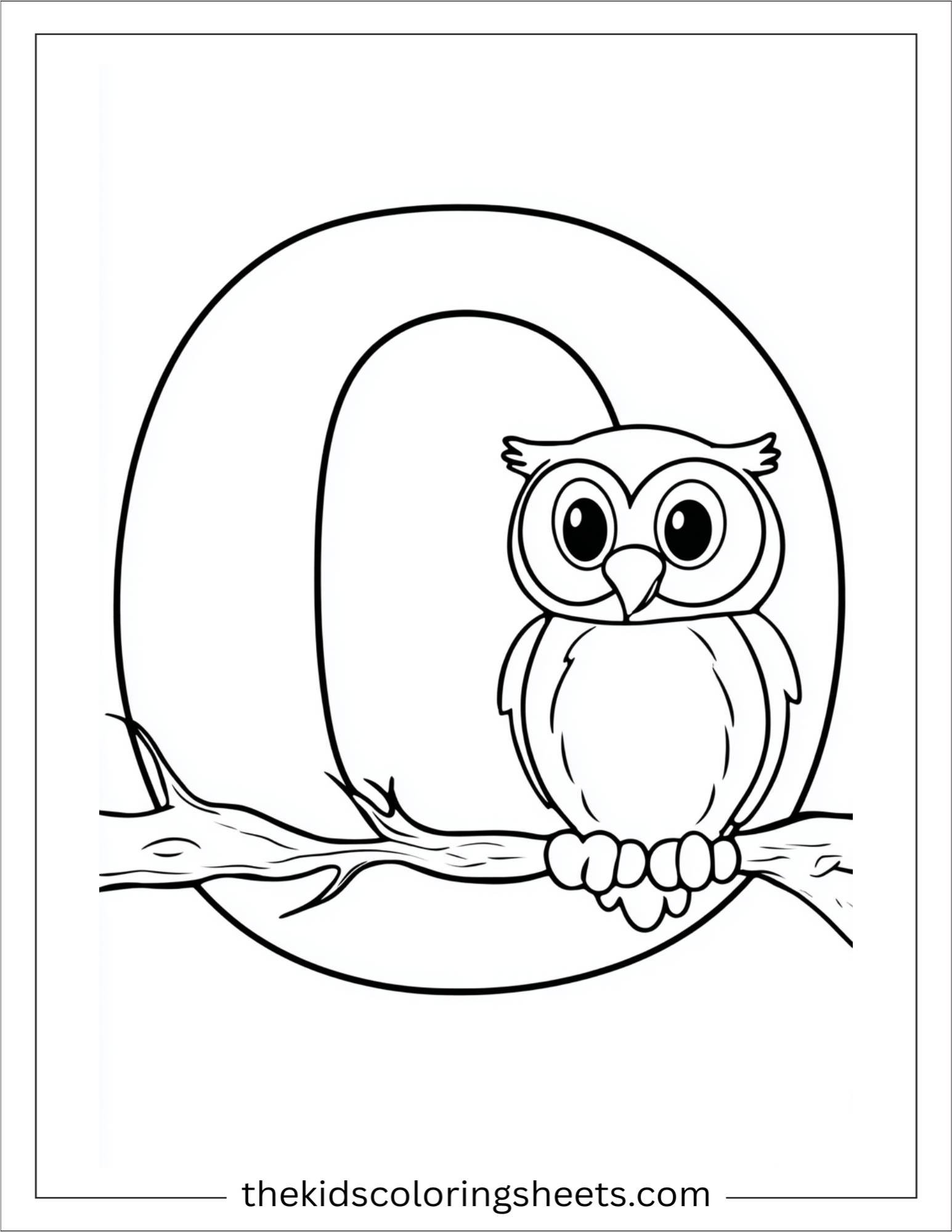 alphabet O owl coloring page
