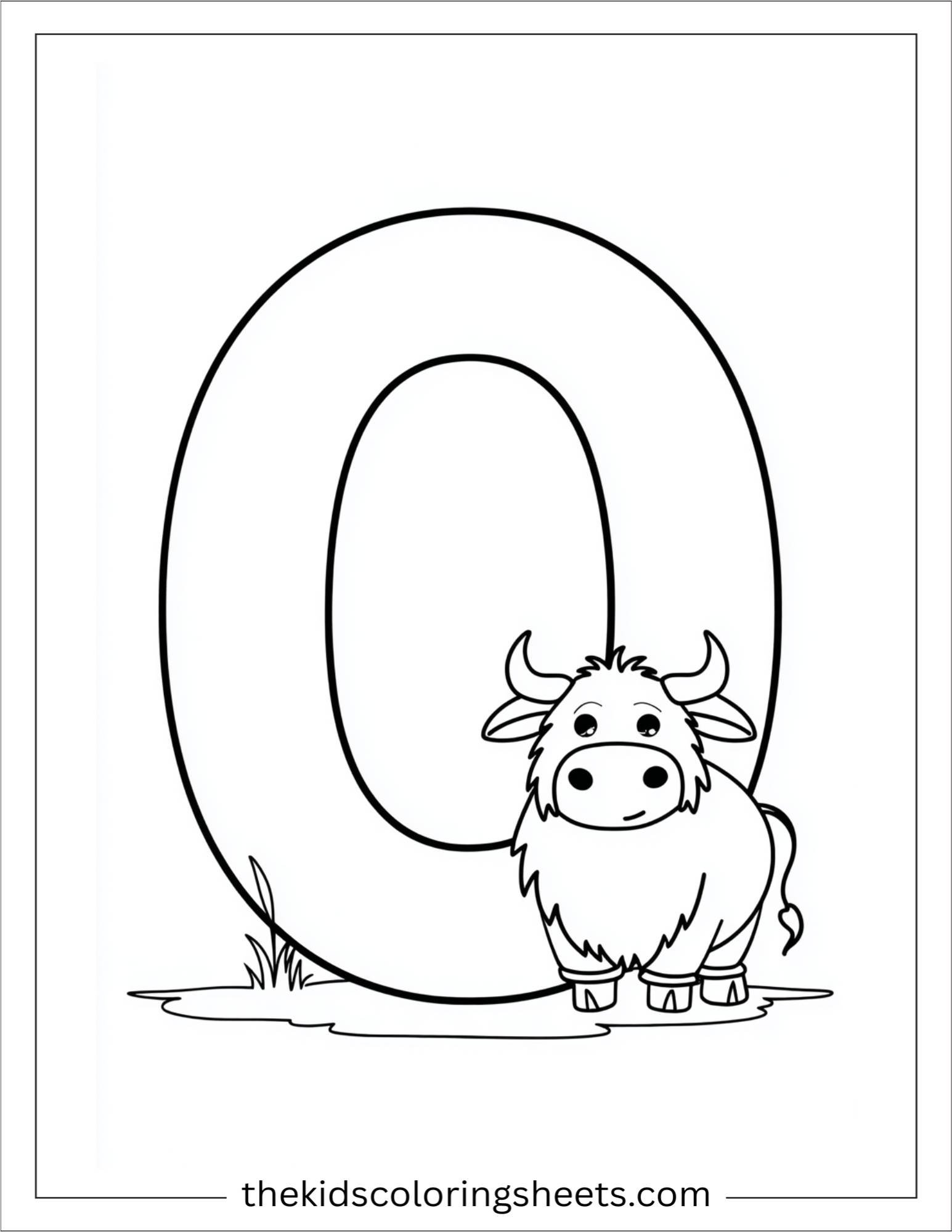 alphabet O ox coloring page