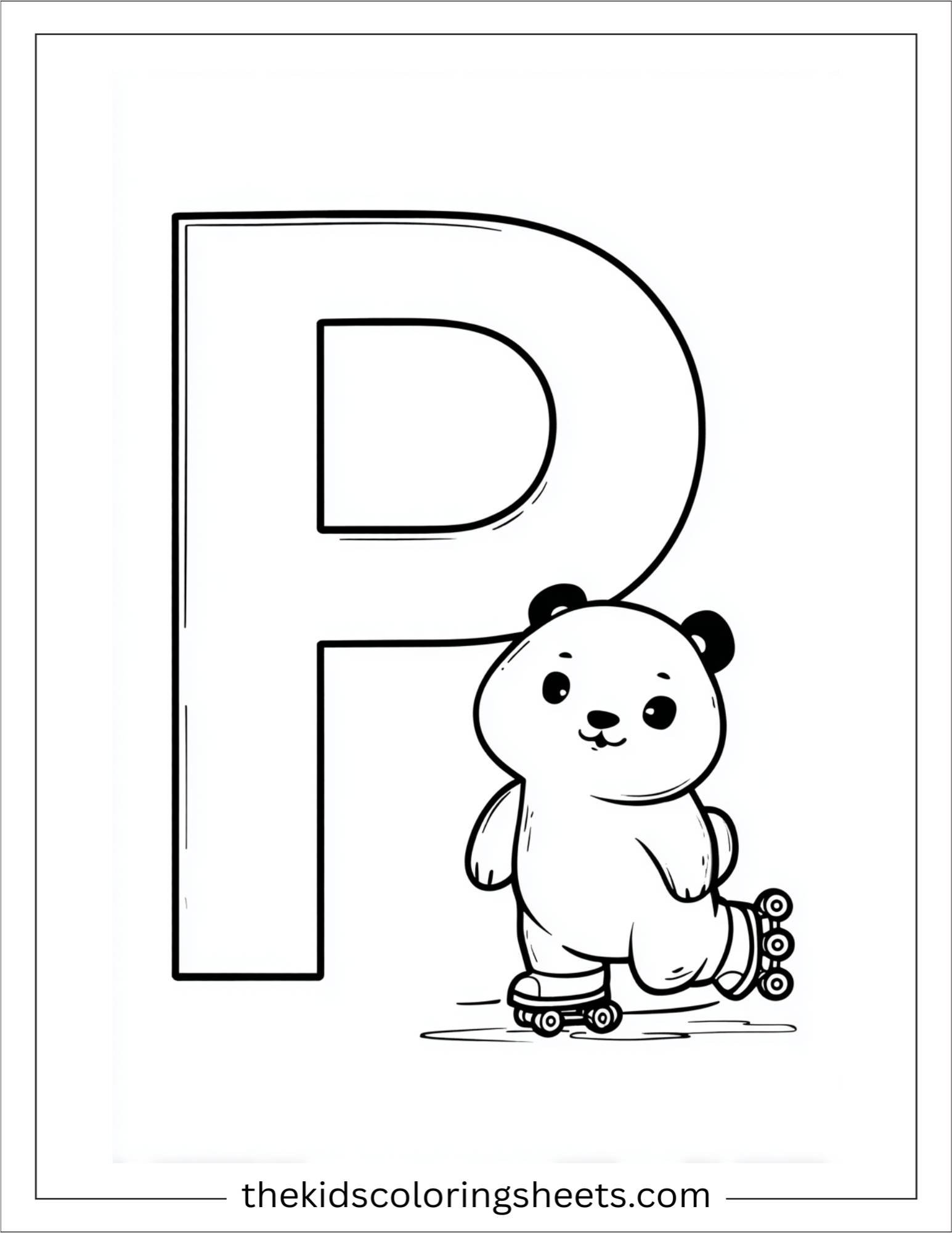 alphabet P panda roller coloring page